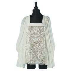 Silk blouse with lace with bird and flowers pattern in the front Chloé