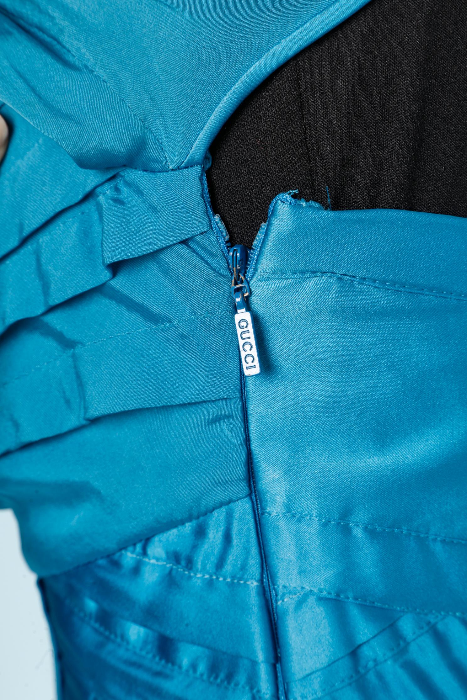 Seidenblaues Seidenkleid mit Fransen Tom Ford für Gucci  im Angebot 7
