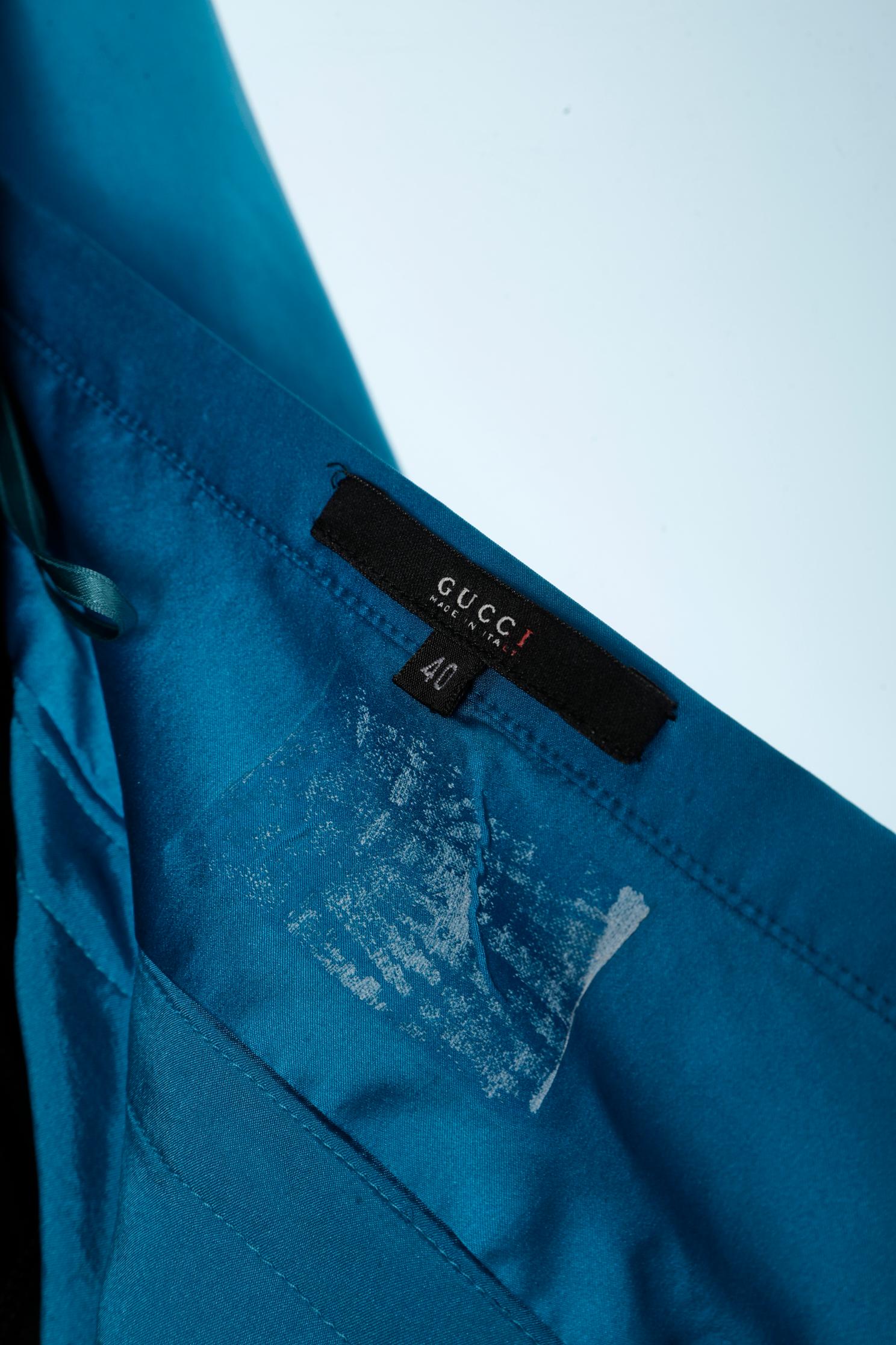 Seidenblaues Seidenkleid mit Fransen Tom Ford für Gucci  im Angebot 8