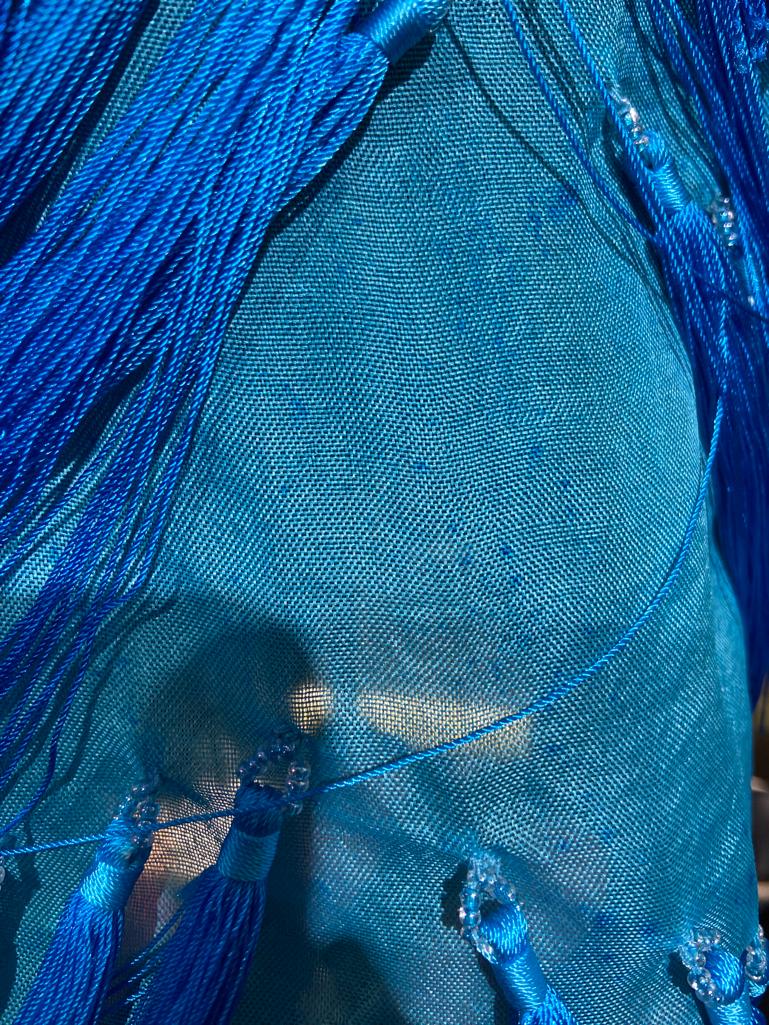 Vestido azul de seda con franjas Tom Ford for Gucci en venta 11
