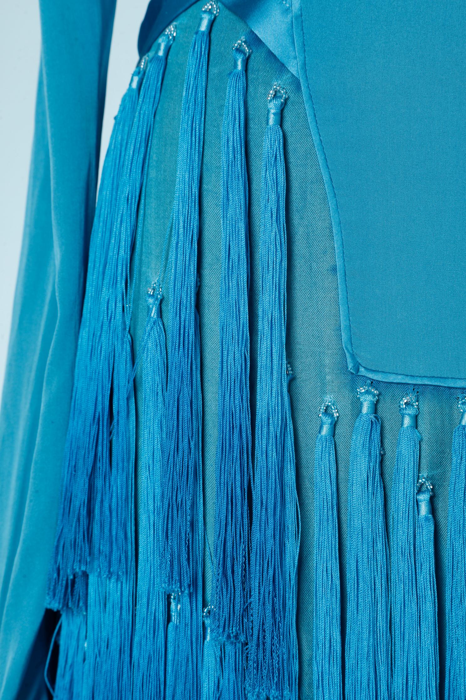 Seidenblaues Seidenkleid mit Fransen Tom Ford für Gucci  im Angebot 2