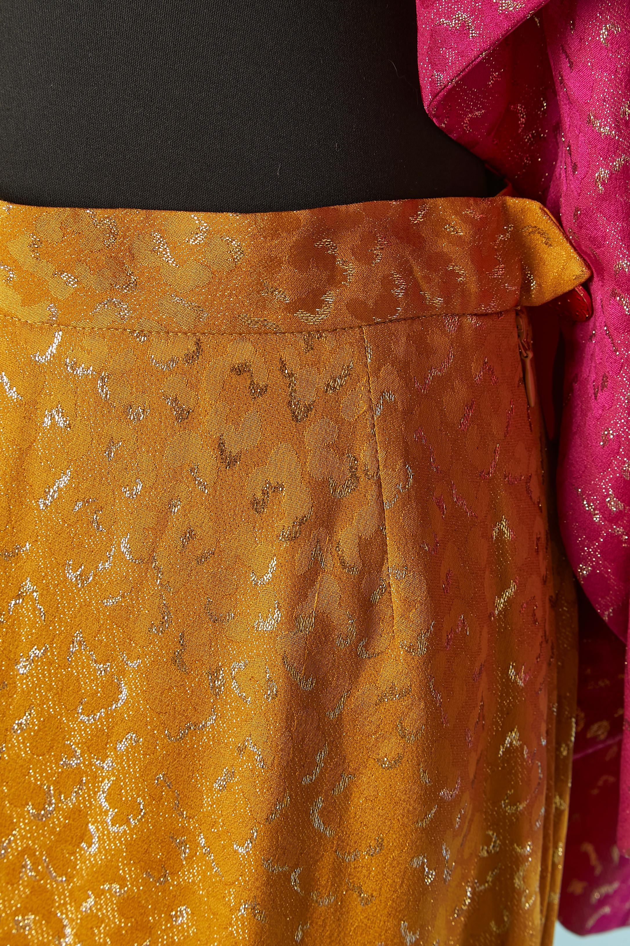Completo giacca e gonna in broccato di seta Yves Saint Laurent RIVE Gauche 1993 in vendita 5