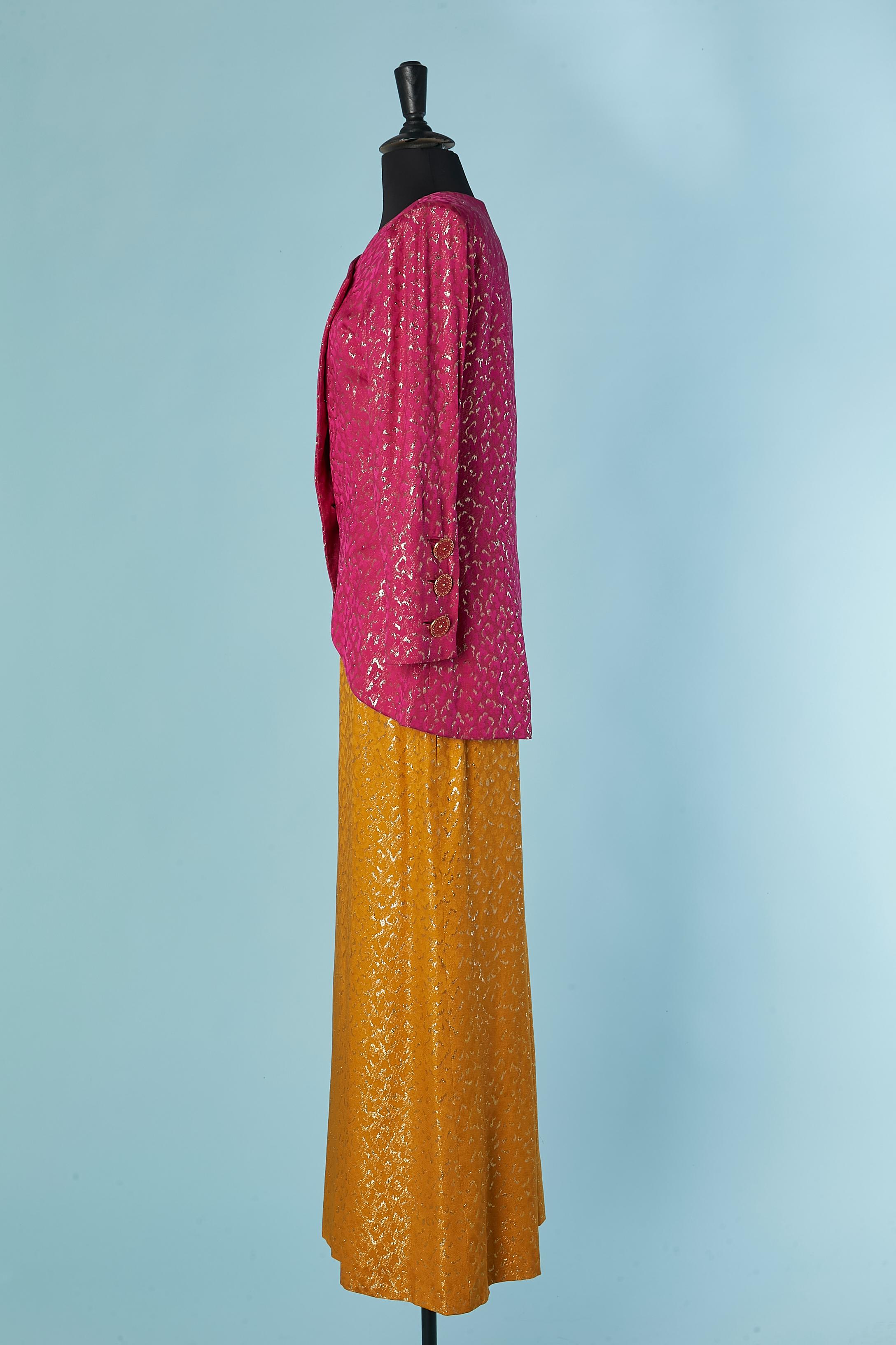 Completo giacca e gonna in broccato di seta Yves Saint Laurent RIVE Gauche 1993 in vendita 2