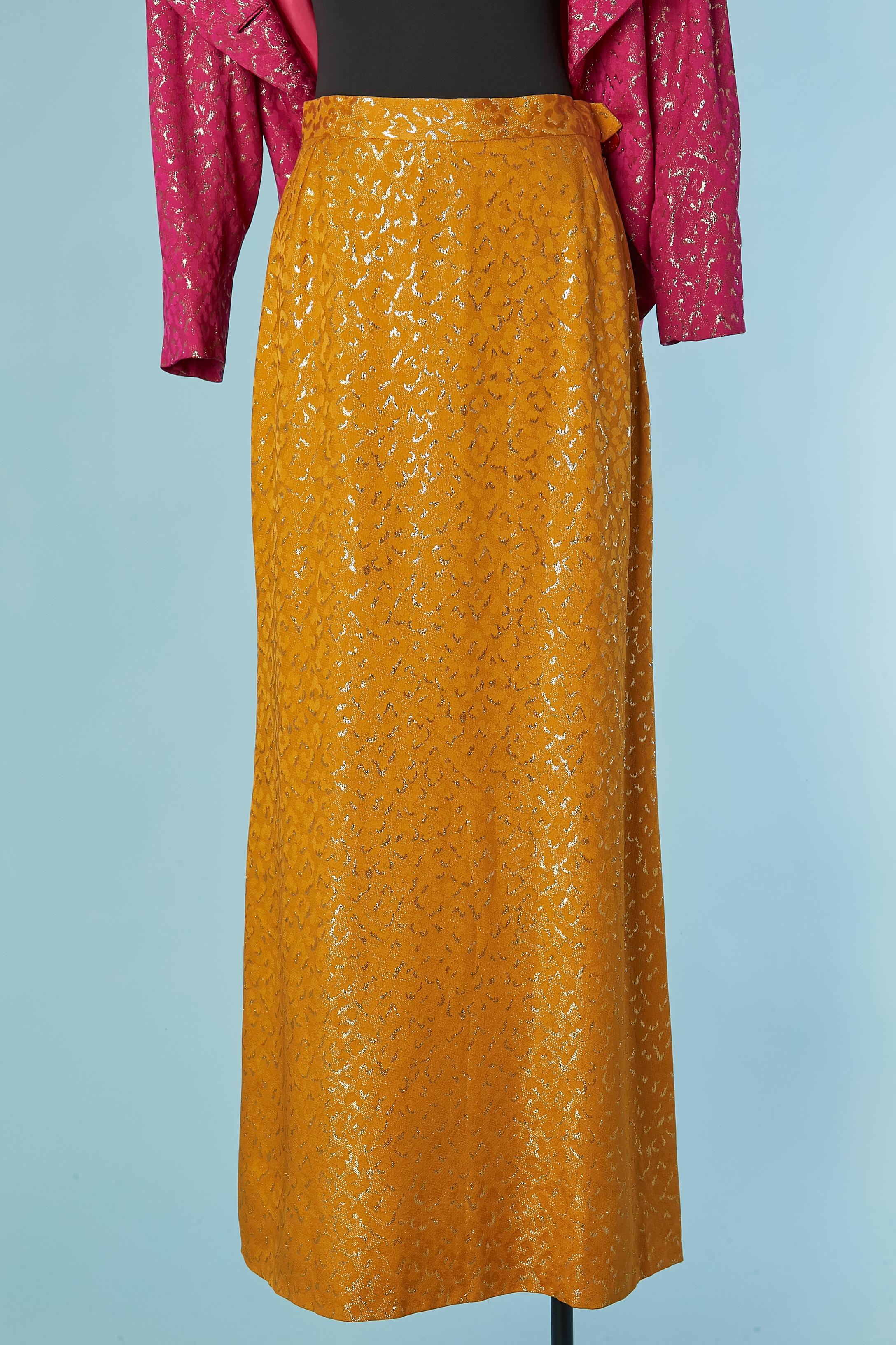 Completo giacca e gonna in broccato di seta Yves Saint Laurent RIVE Gauche 1993 in vendita 4
