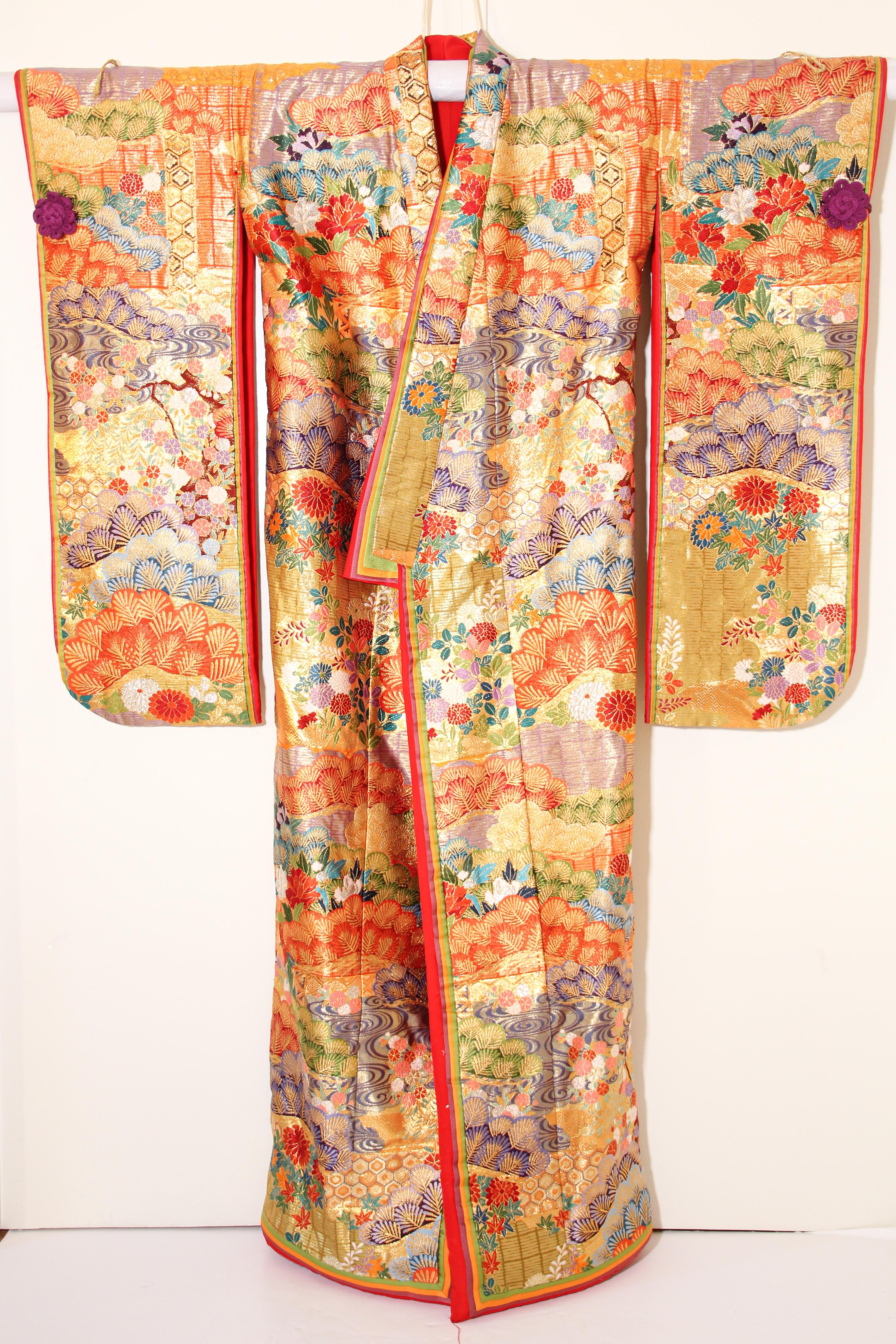 Japonisme Silk Brocade Japanese Ceremonial Wedding Kimono