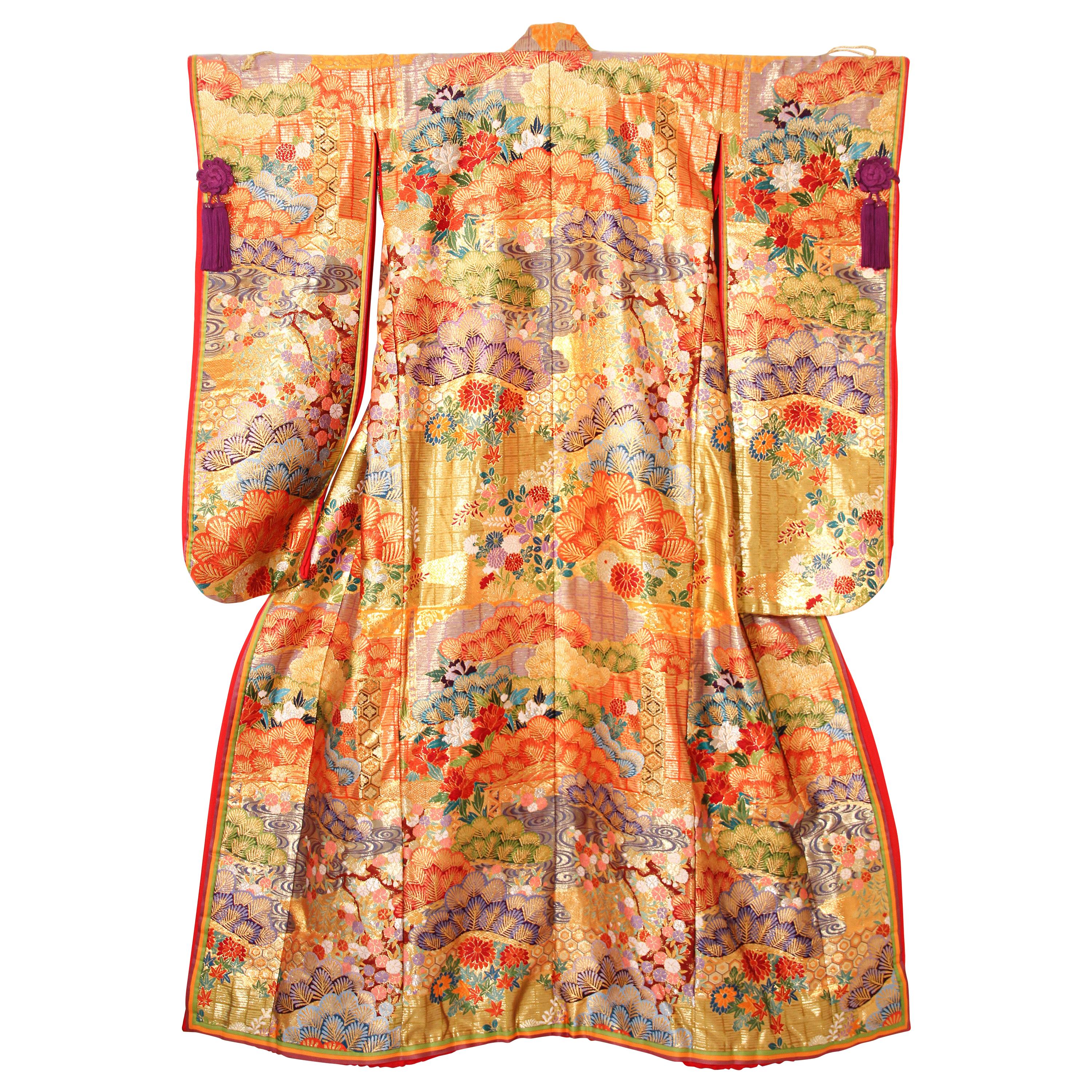 Silk Brocade Japanese Ceremonial Wedding Kimono