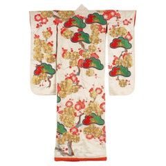 Silk Brocade Japanese Kimono Ceremonial Gown