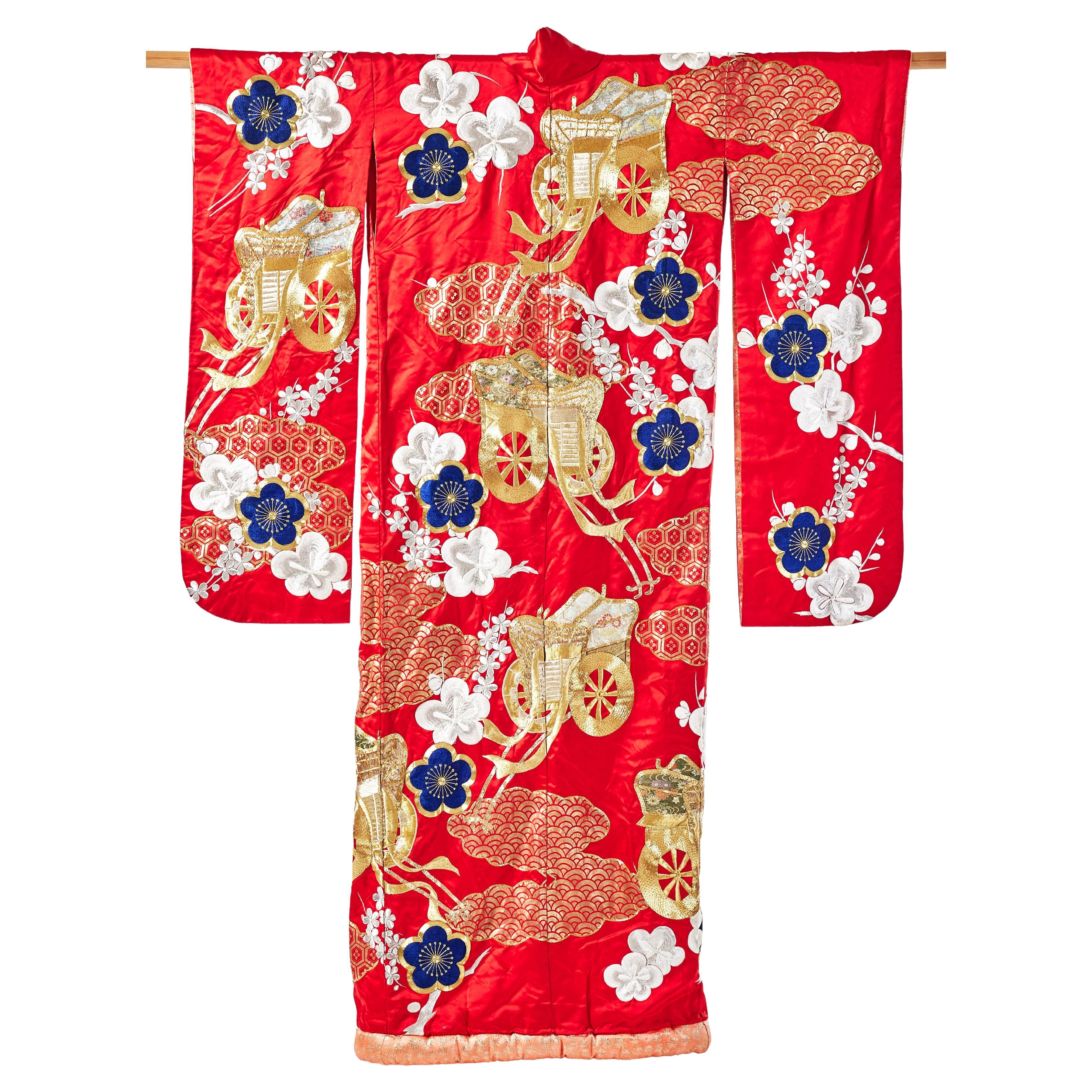 Robe de cérémonie kimono japonaise en brocart de soie en vente