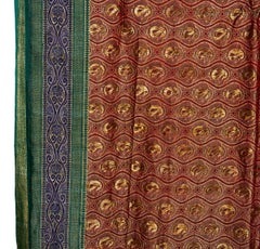 Silk Brocade Vintage Indian Sari, Mid 20th Century