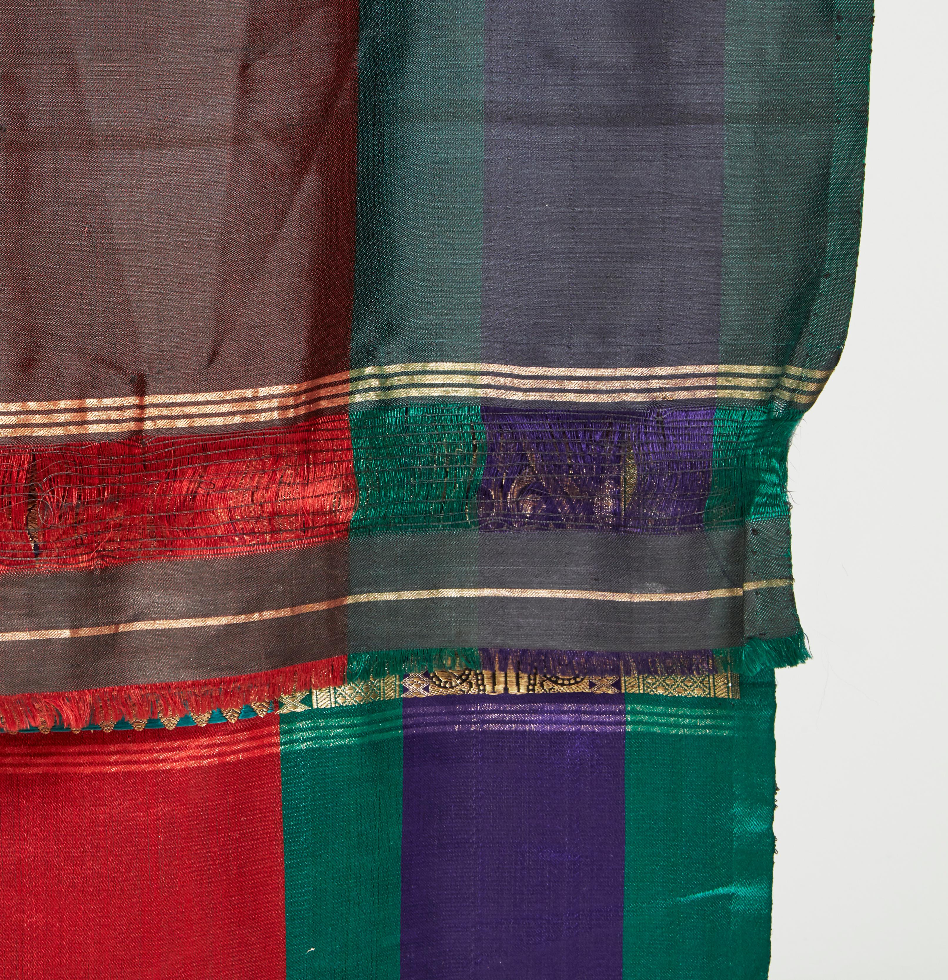 Agra Silk Brocade Vintage Indian Sari, Mid 20th Century For Sale
