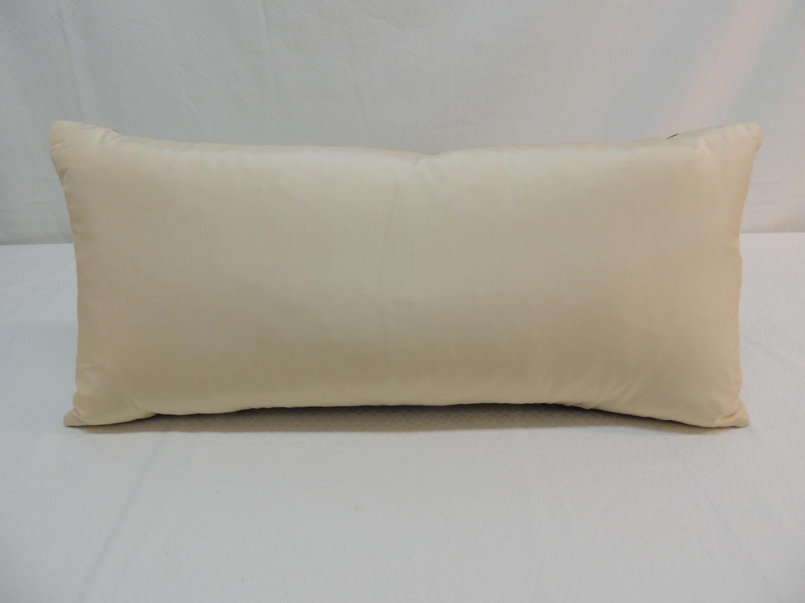 Regency Silk Brown and Gold Cut Velvet Bolster Decorative Pillow