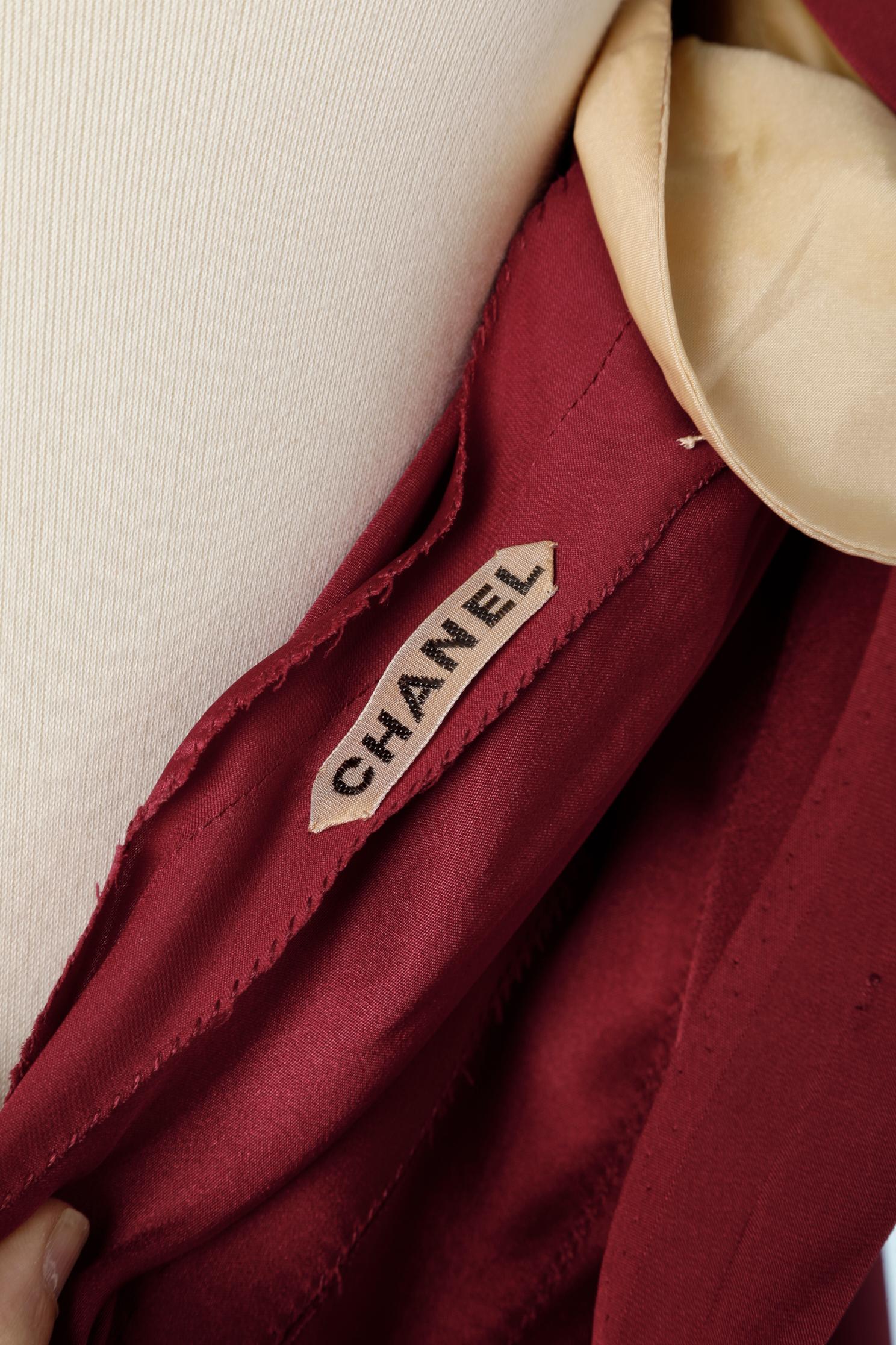 Silk burgundy shirt Chanel Haute-Couture  For Sale 1