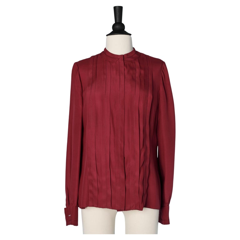 Silk burgundy shirt Chanel Haute-Couture  For Sale