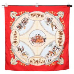 Silk Carré with " Fulani horsemen"  print Hermès design by J de Fougerolle 1997