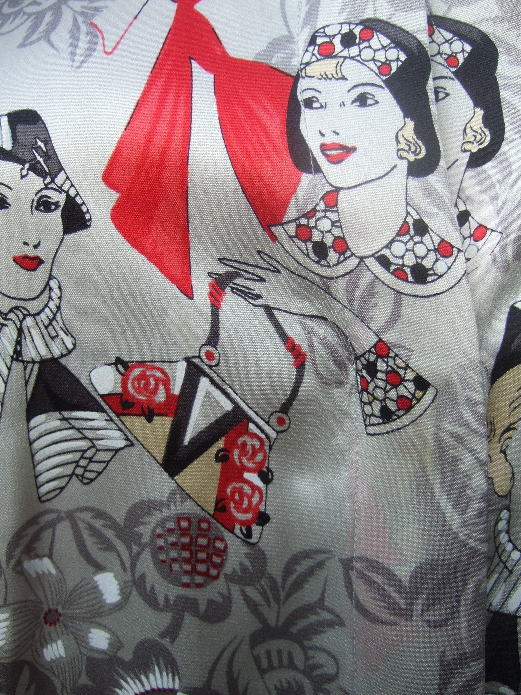Camicetta da donna grafica in seta Charmeuse ispirata all'Art Déco, 1990 ca. in vendita 10