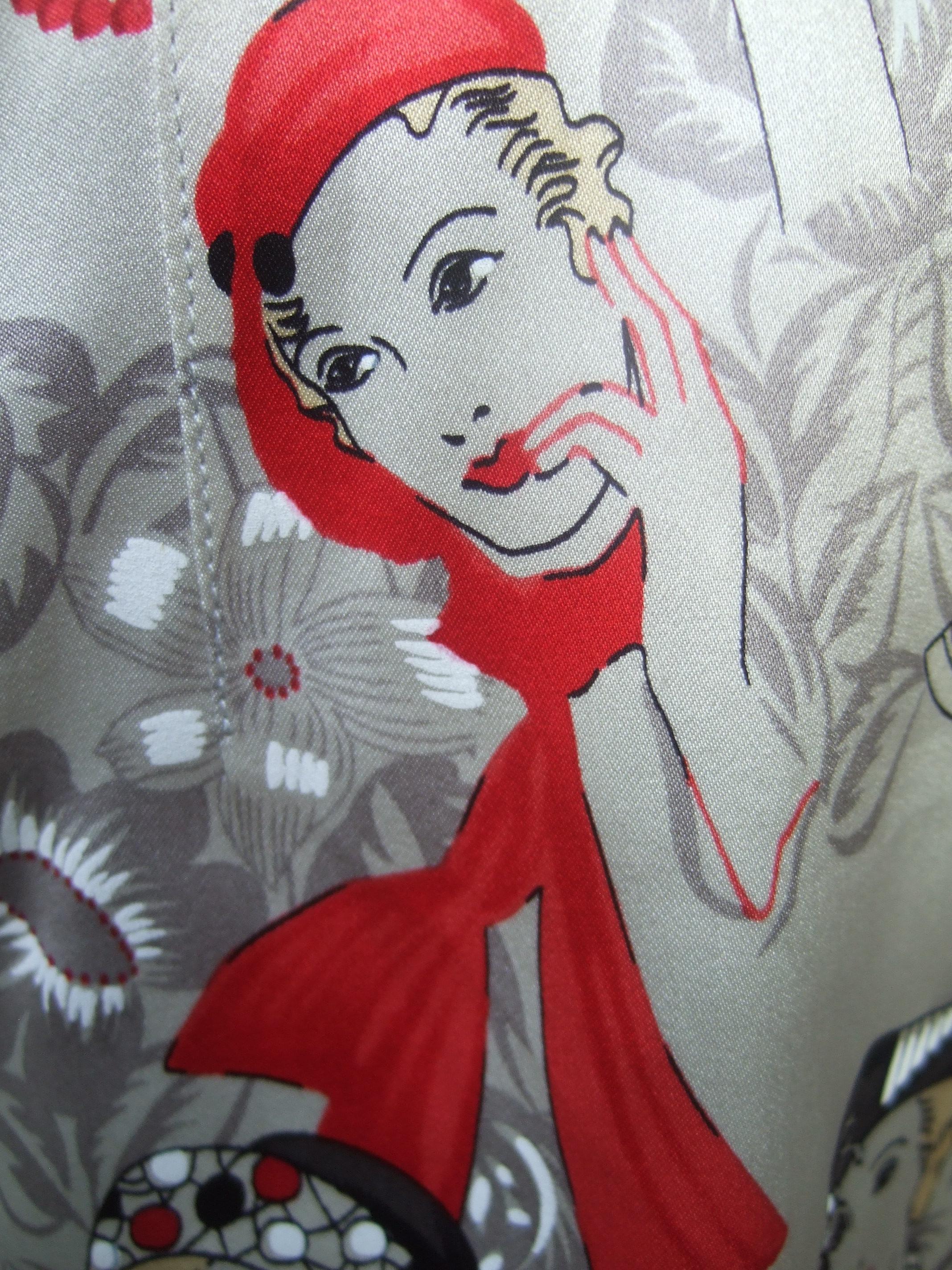 Donna Camicetta da donna grafica in seta Charmeuse ispirata all'Art Déco, 1990 ca. in vendita