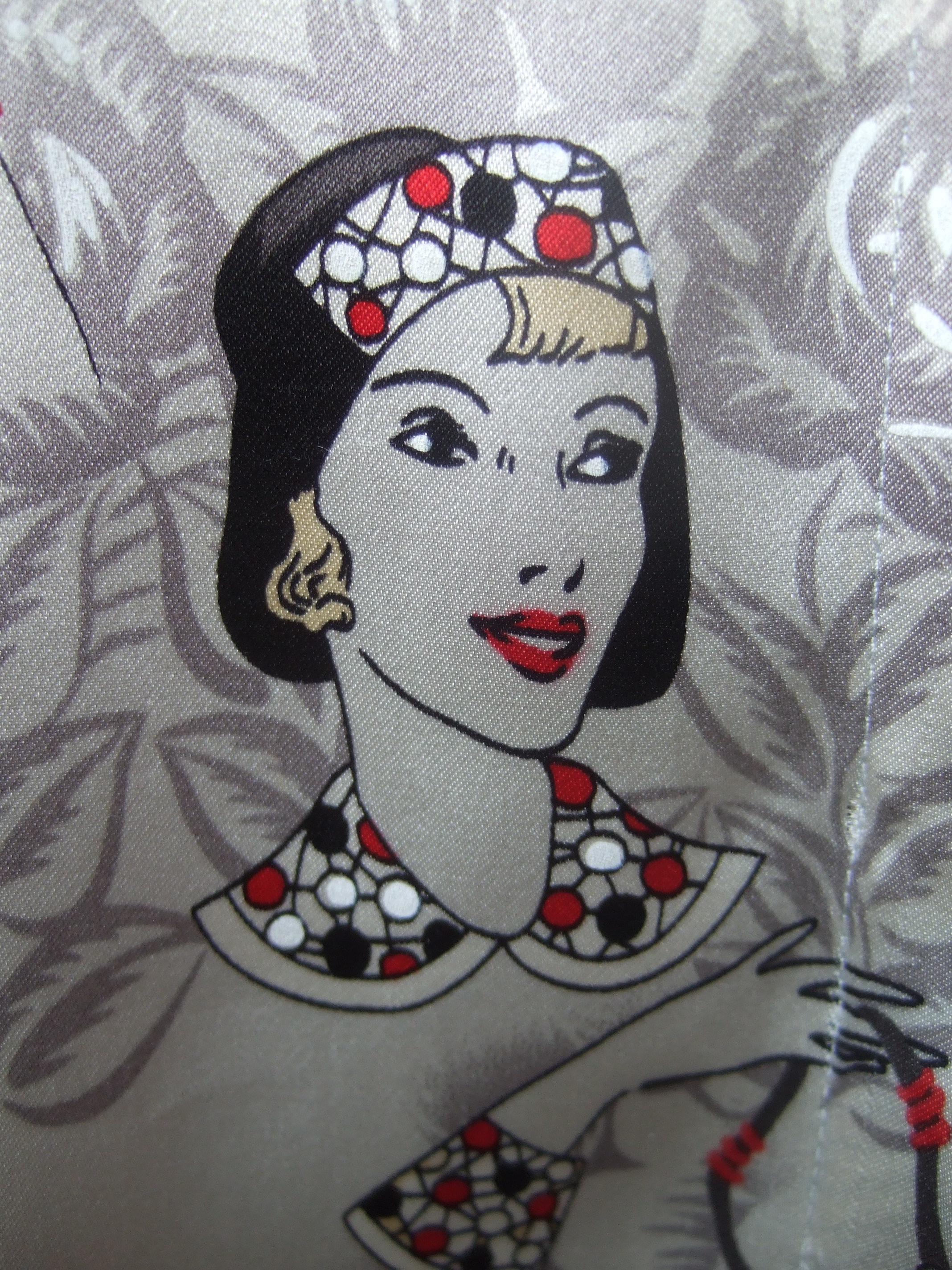 Camicetta da donna grafica in seta Charmeuse ispirata all'Art Déco, 1990 ca. in vendita 4