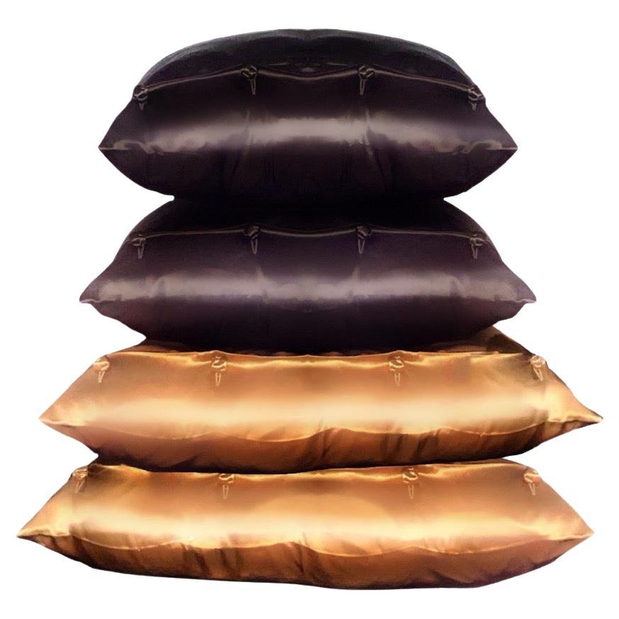 Silk Charmeuse Euro Pillow Shams, Chocolate Brown Silk, Envelope Cushion Covers For Sale
