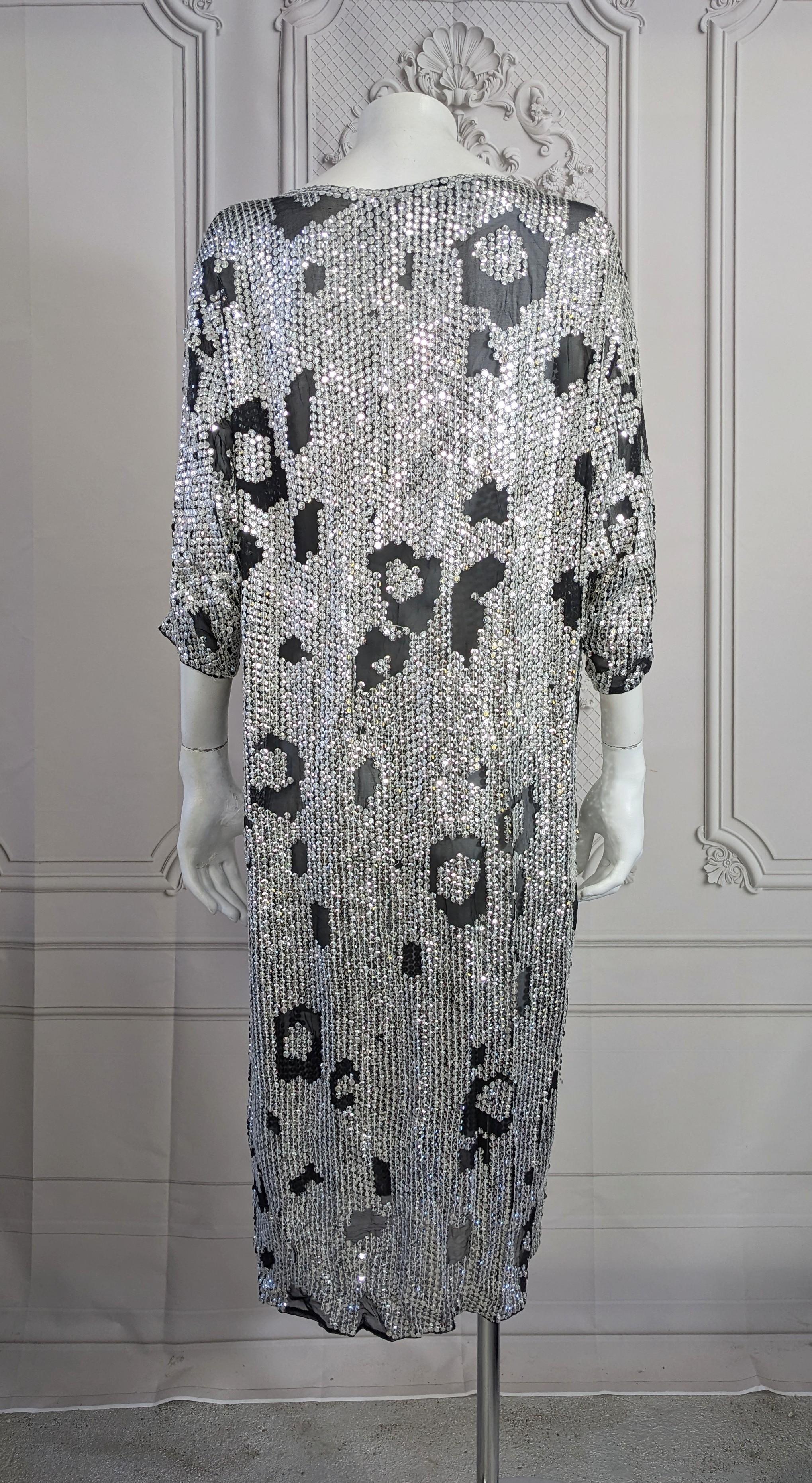 Women's Silk Chiffon Animal Motif Sequin Dress For Sale