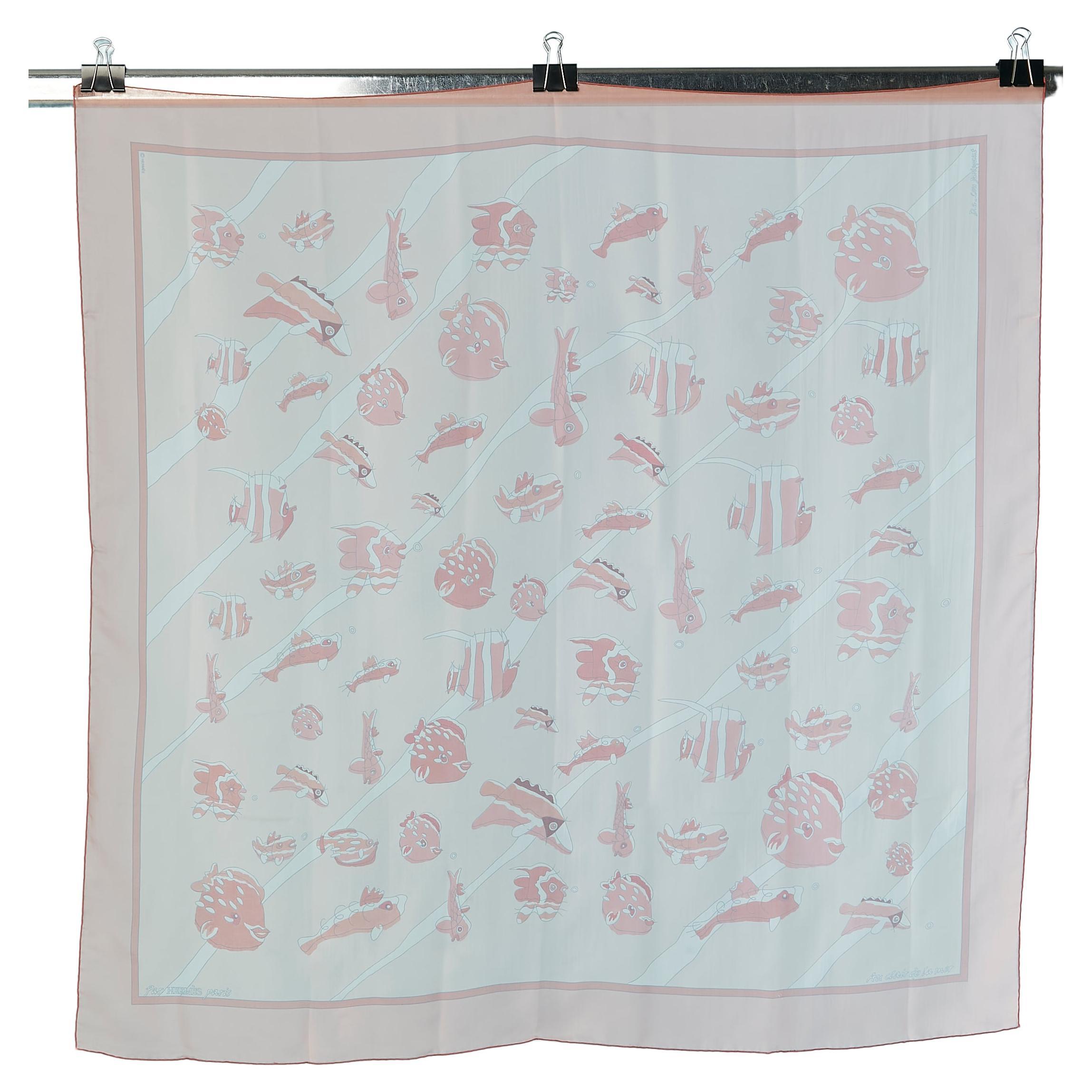 Silk chiffon Carré scarf "Au clair de la mer"  Hermès