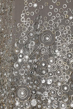 Silk chiffon cocktail dress with metallic circles embellishment KaufmanFranco