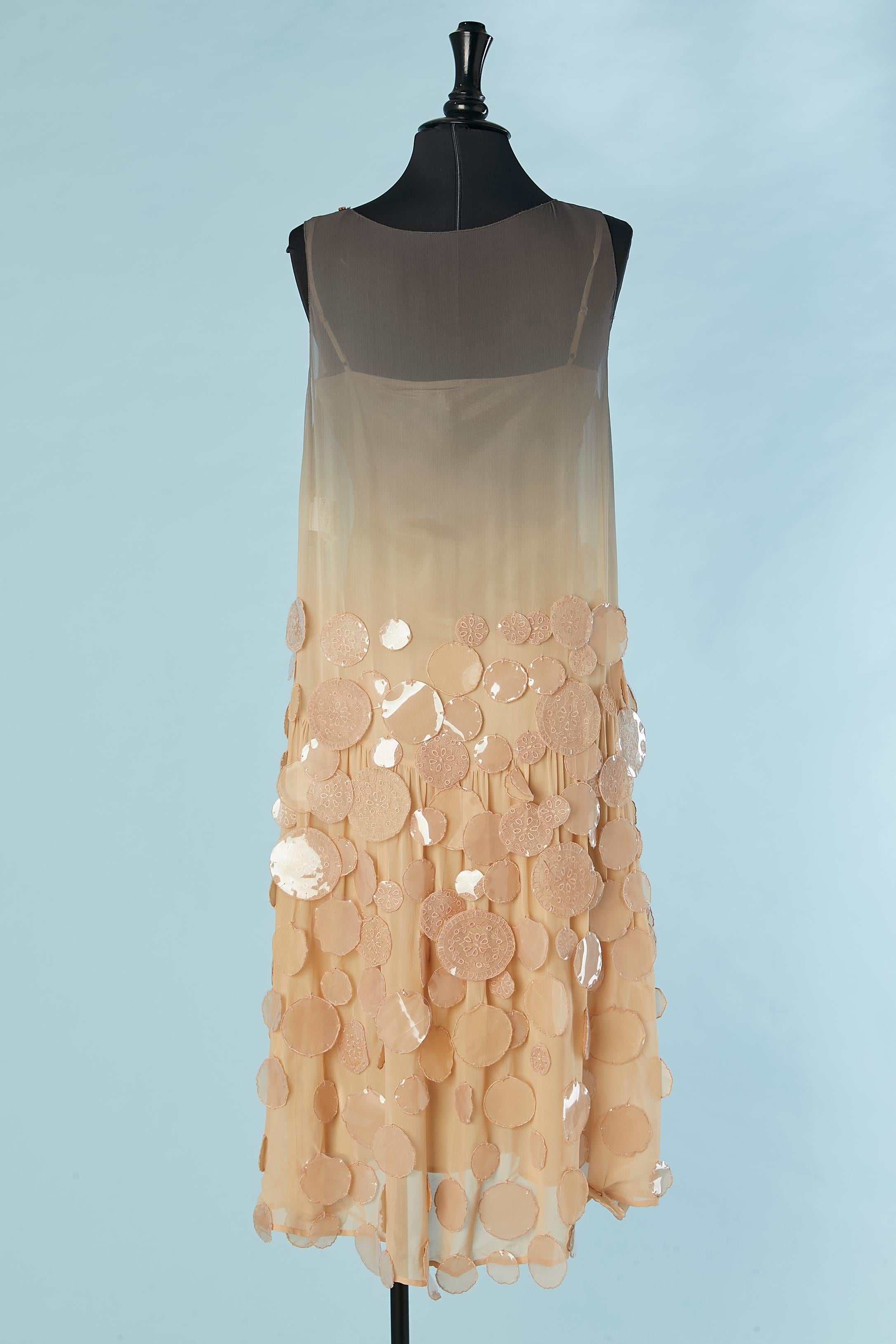 Silk chiffon dégradé cocktail dress with lace and pvc pastilles Sportmax Défilé For Sale 1