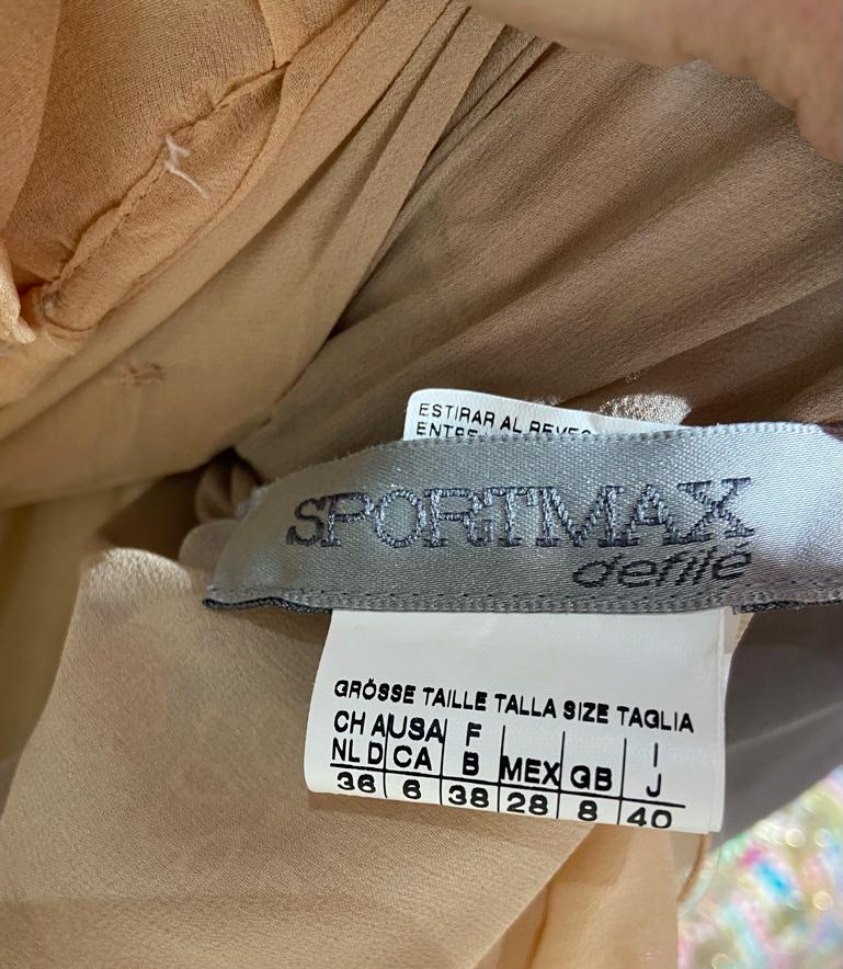 Silk chiffon dégradé cocktail dress with lace and pvc pastilles Sportmax Défilé For Sale 2