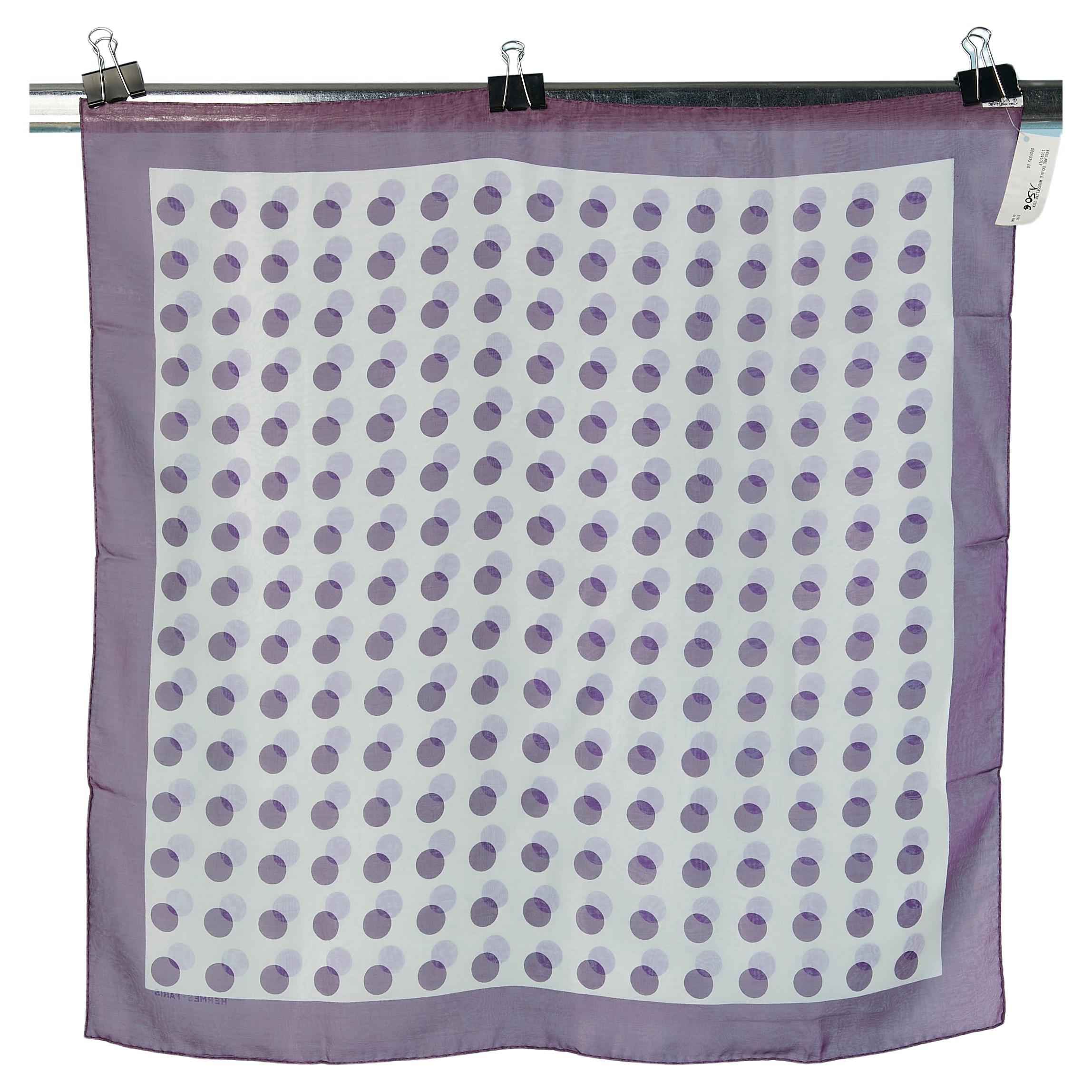 Silk chiffon double lay small Carré scarf with Polka Dots print Hermès NEW