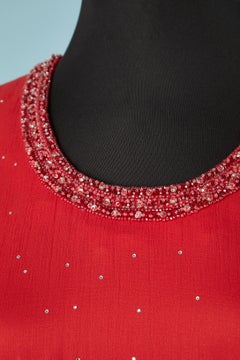 Silk chiffon evening dress with beadwork and rhinestone André Laug