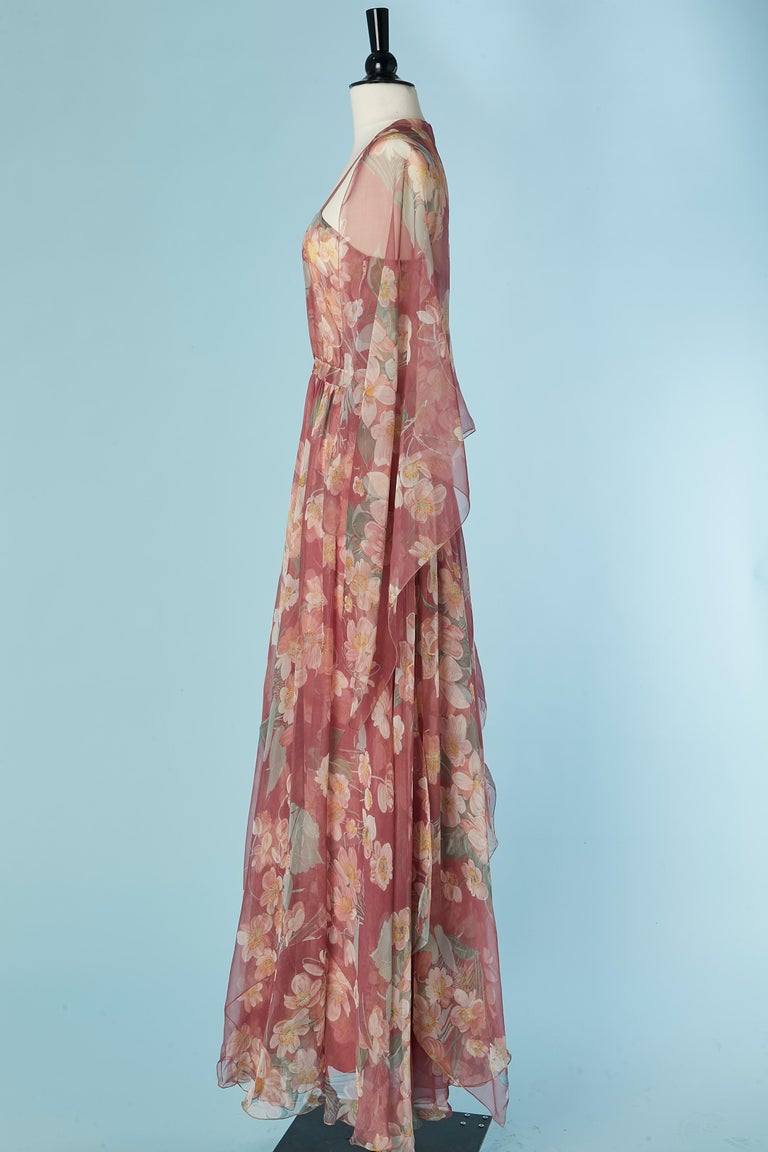 white christmas dresses Scarf Chiffon Tunic in Petal Print Made In 100% Silk – KAL RIEMAN main image 0