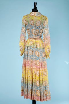 Silk chiffon flower printed dress Guy Laroche Haute-Couture ( numbered)