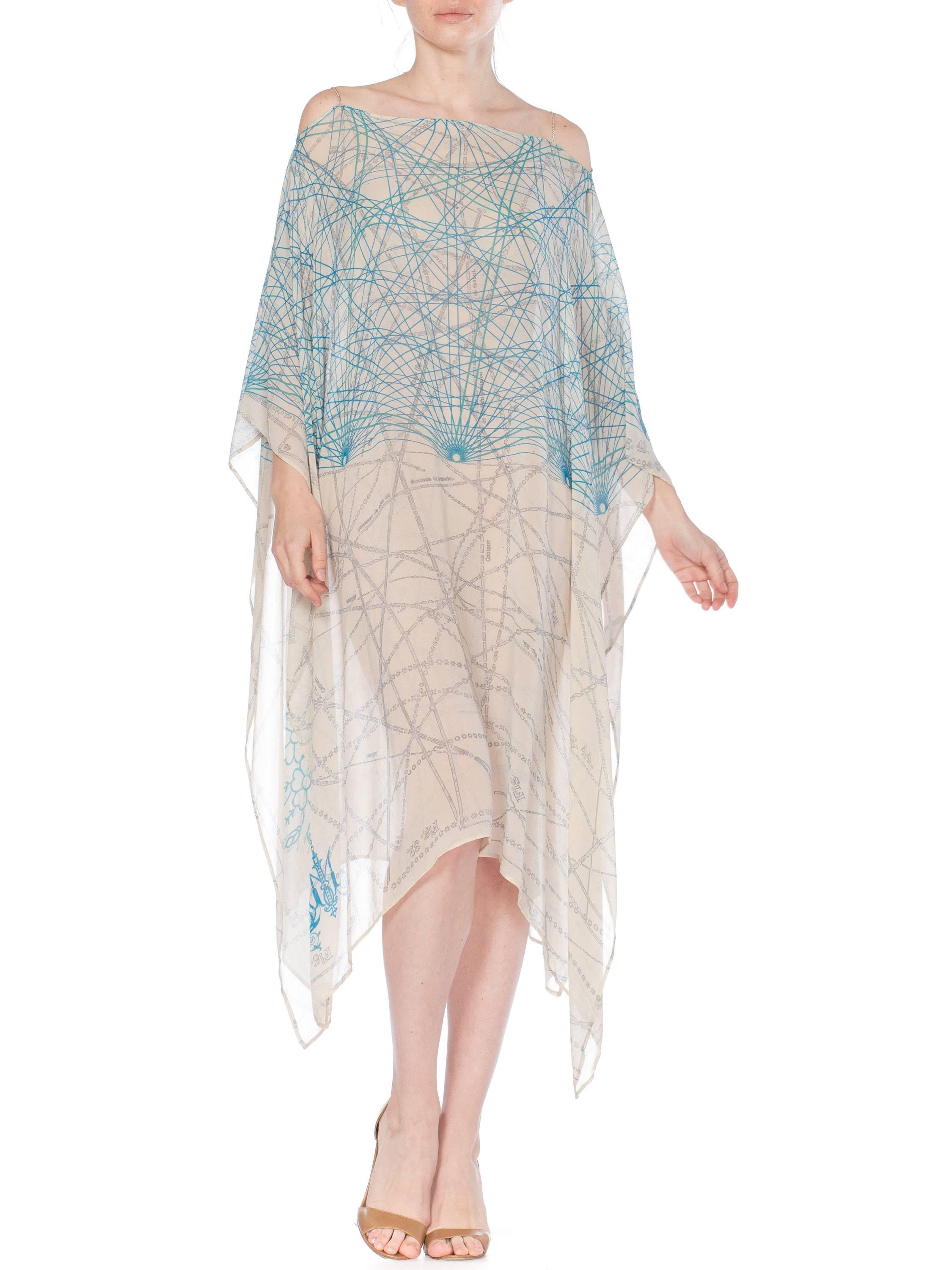 MORPHEW COLLECTION Baby Blue Geometric Silk Chiffon Kaftan With Scarf Belt
MORPHEW COLLECTION is made entirely by hand in our NYC Ateliér of rare antique materials sourced from around the globe. Our sustainable vintage materials represent over a