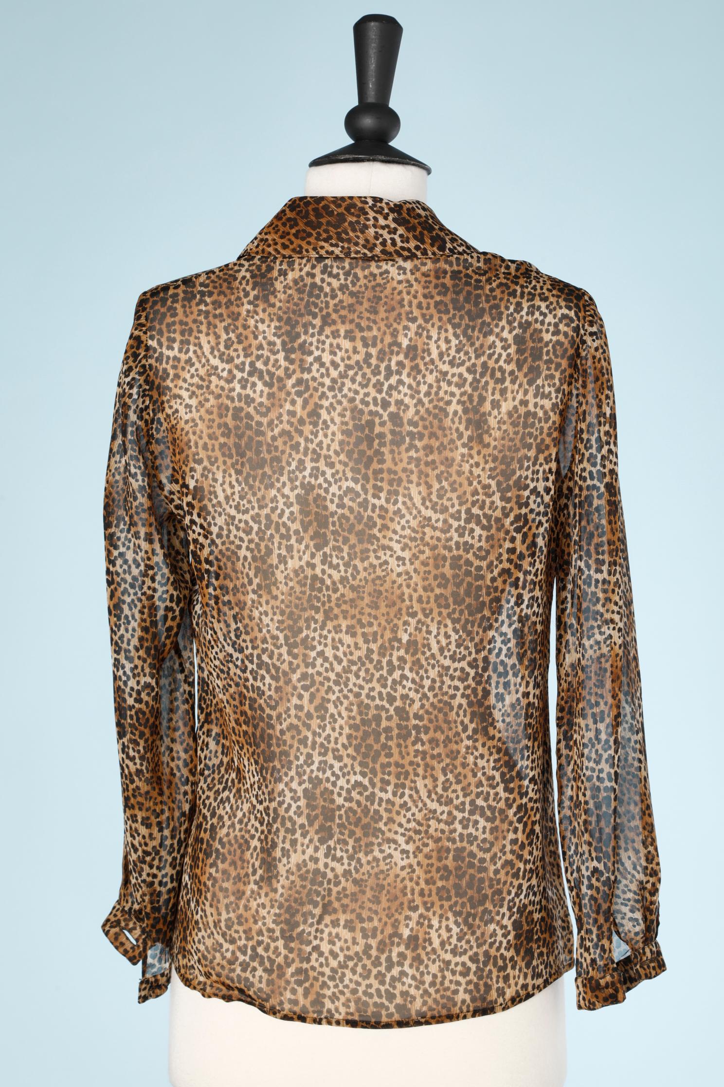 Silk chiffon leopard print with attached scarf Emanuel Ungaro Parallèle In Excellent Condition In Saint-Ouen-Sur-Seine, FR