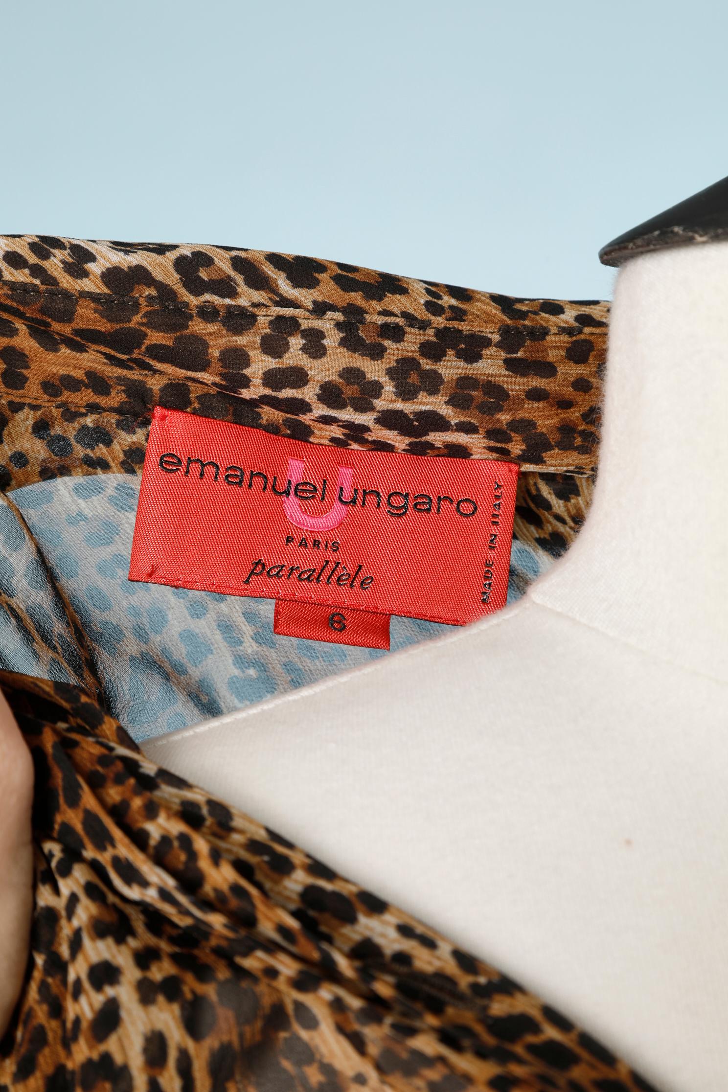 Silk chiffon leopard print with attached scarf Emanuel Ungaro Parallèle  For Sale 1