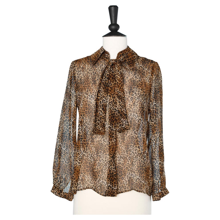 Silk chiffon leopard print with attached scarf Emanuel Ungaro Parallèle  For Sale
