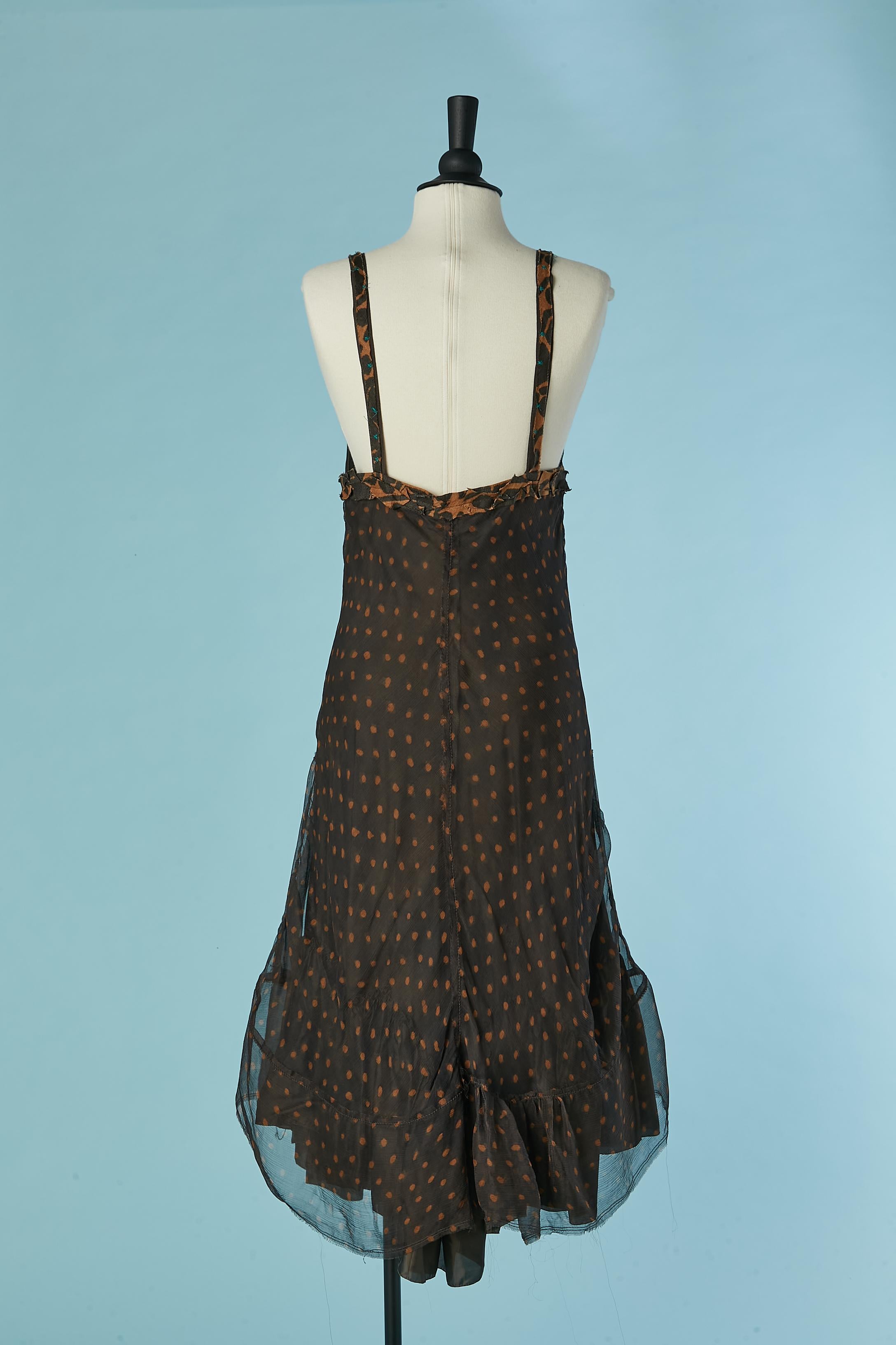 De las mujeres Vestido de gasa de seda moka y lunares marrón claro BOSS Hugo Boss en venta