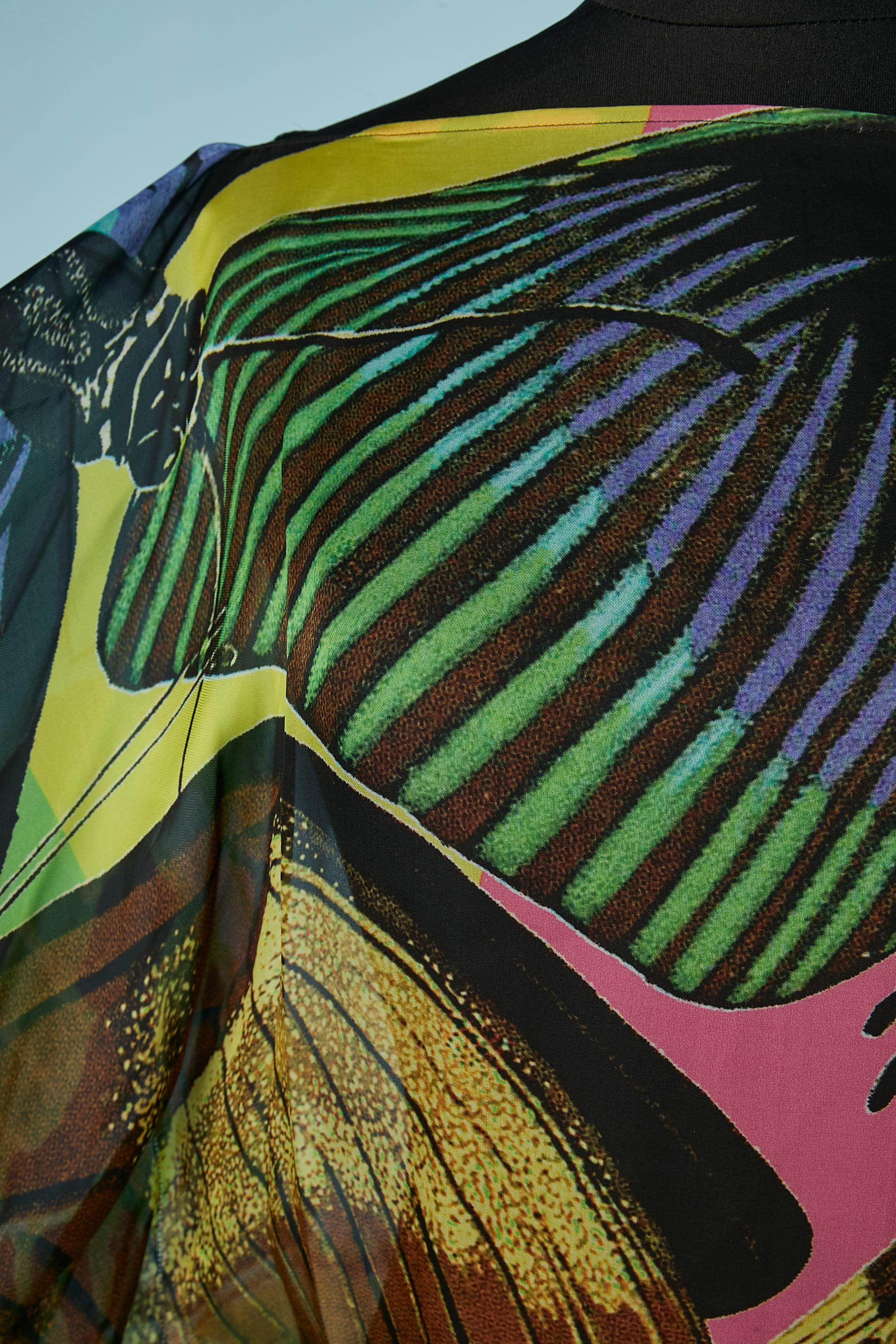 Silk chiffon multicolor poncho with silk belt Roberto Cavalli  In Excellent Condition For Sale In Saint-Ouen-Sur-Seine, FR