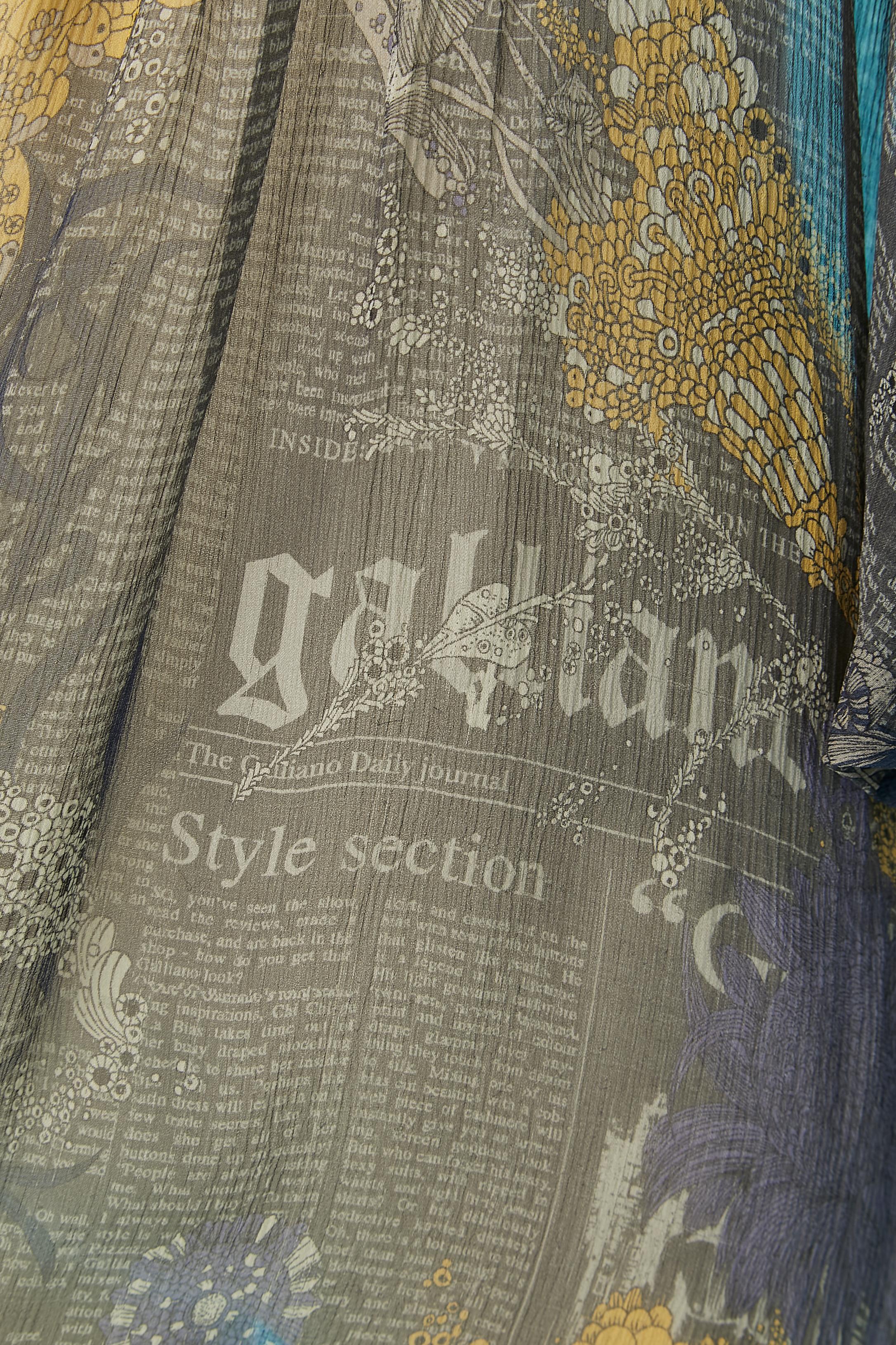 Silk chiffon printed blouse John Galliano  In Excellent Condition For Sale In Saint-Ouen-Sur-Seine, FR