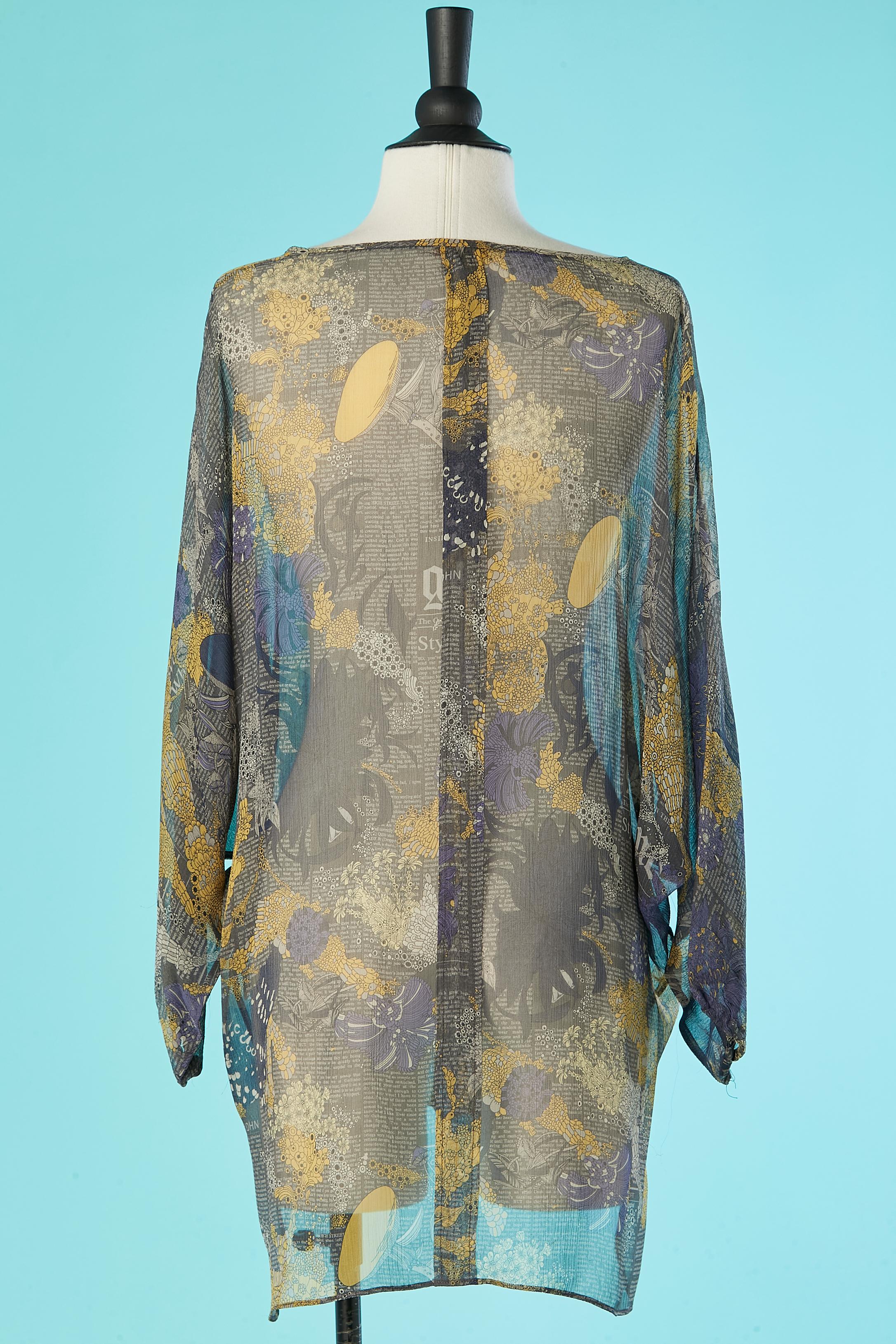 Silk chiffon printed blouse John Galliano  For Sale 2