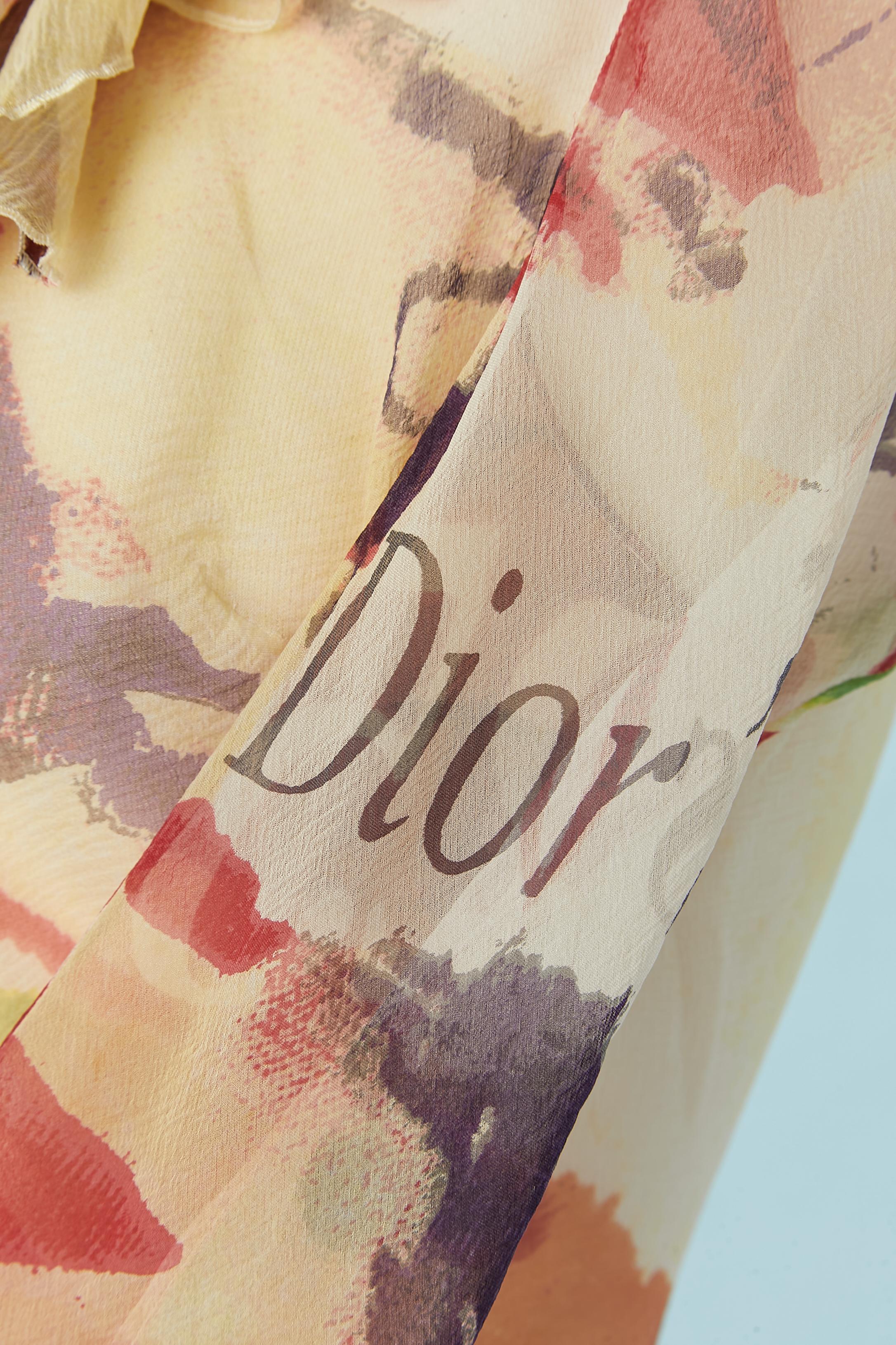 Women's Silk chiffon printed see-through wrap shirt Christian Dior by John Galliano