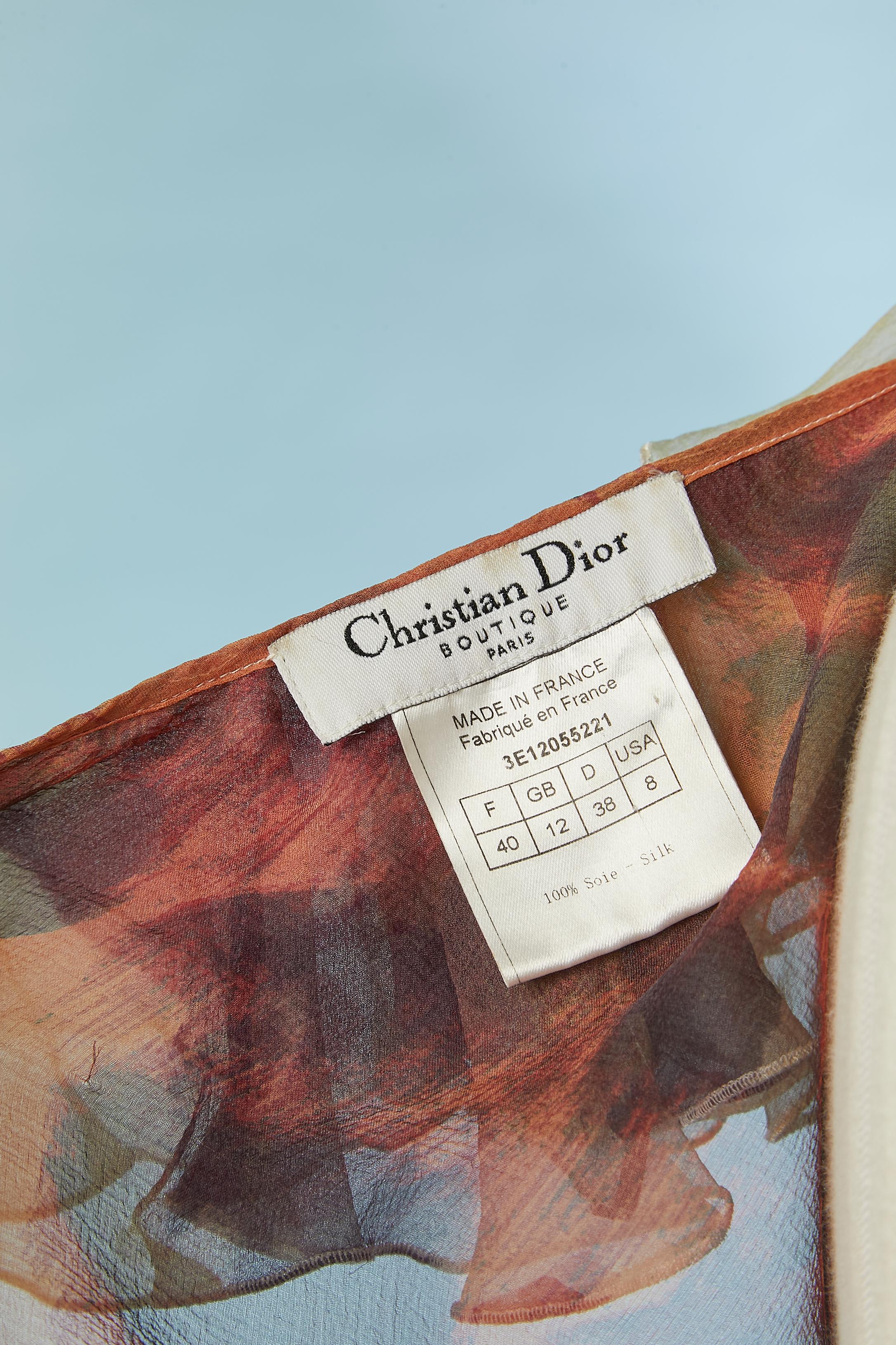 Silk chiffon printed see-through wrap shirt Christian Dior by John Galliano  For Sale 4