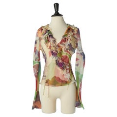 Silk chiffon printed see-through wrap shirt Christian Dior by John Galliano