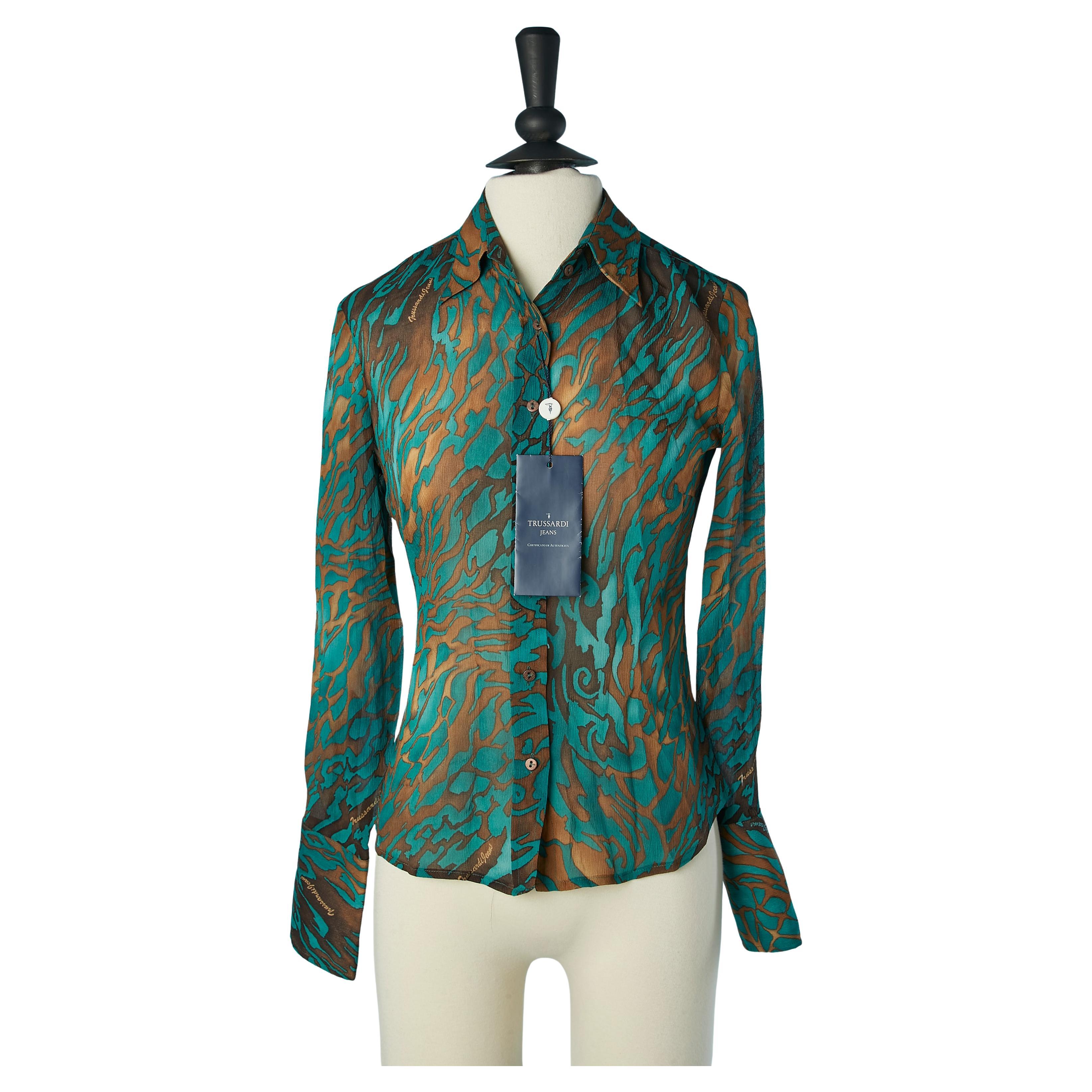Camisa estampada de gasa de seda TRUSSARDI JEANS Nuevo en venta