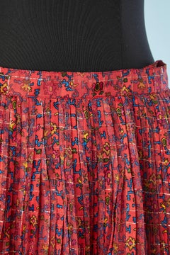 Silk chiffon printed skirt with ruffles Céline Circa 1970