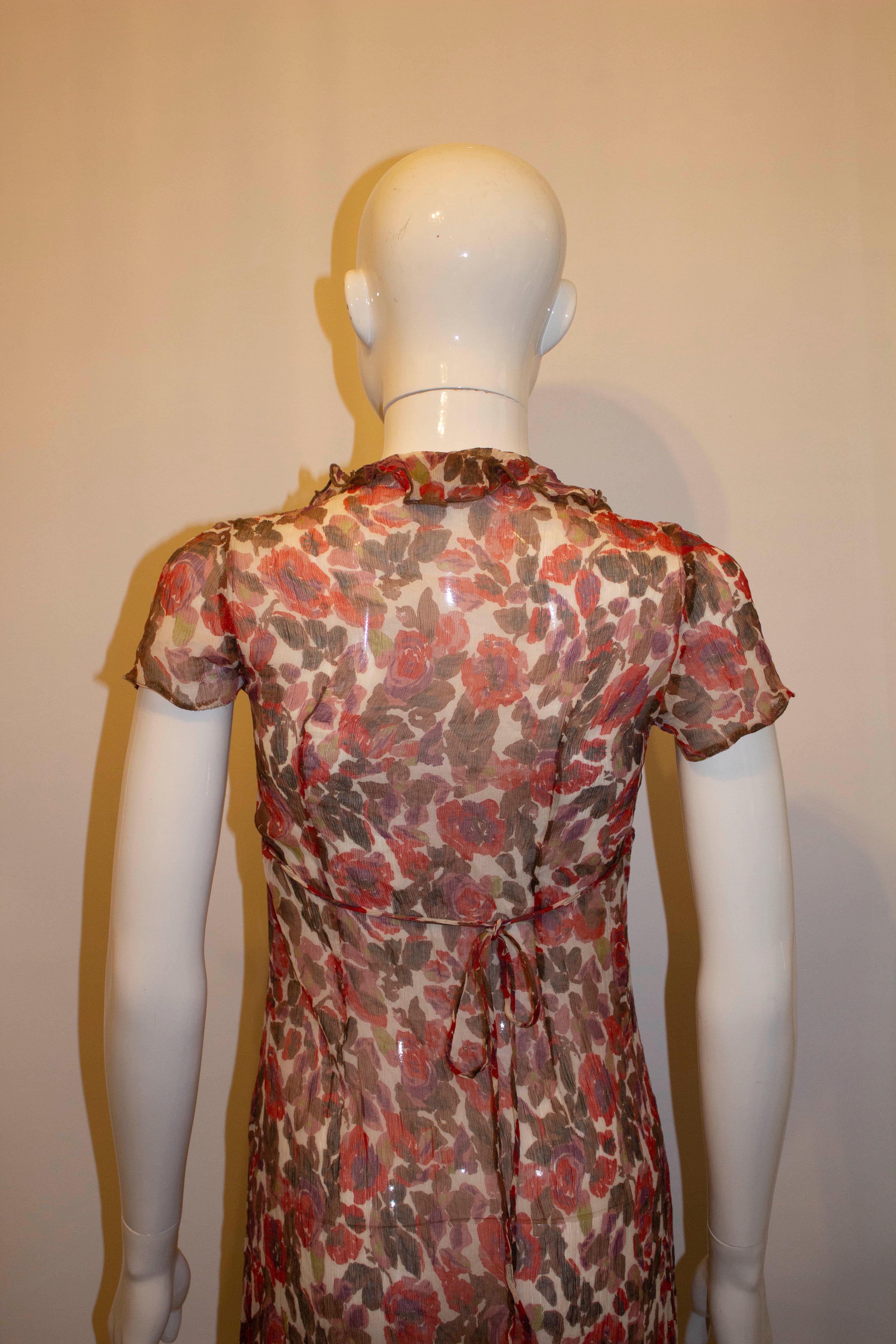 Silk Chiffon Printed Tea Dress In Good Condition For Sale In London, GB