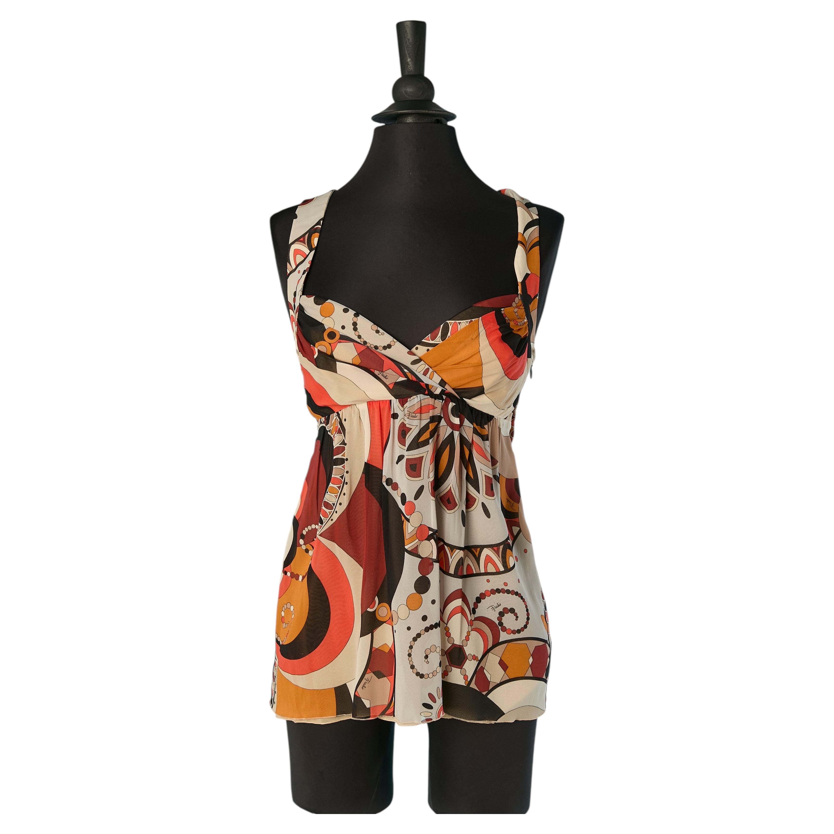 Top estampado de gasa de seda de Emilio Pucci