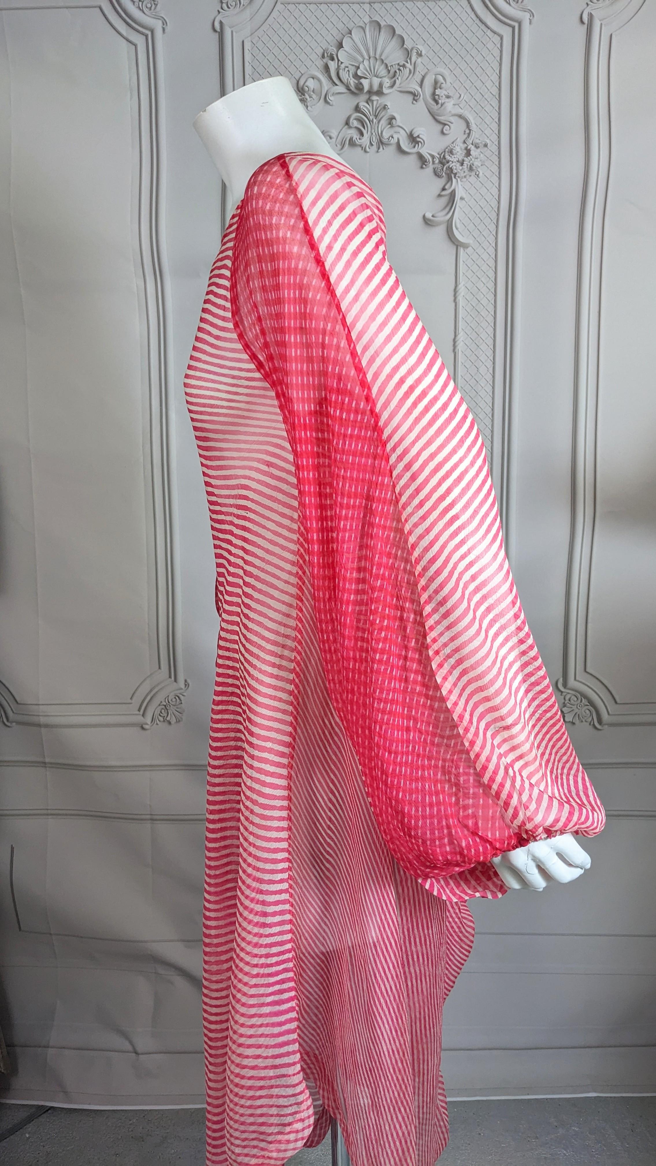 Silk Chiffon Rasberry Sheer Boho Gown For Sale 5