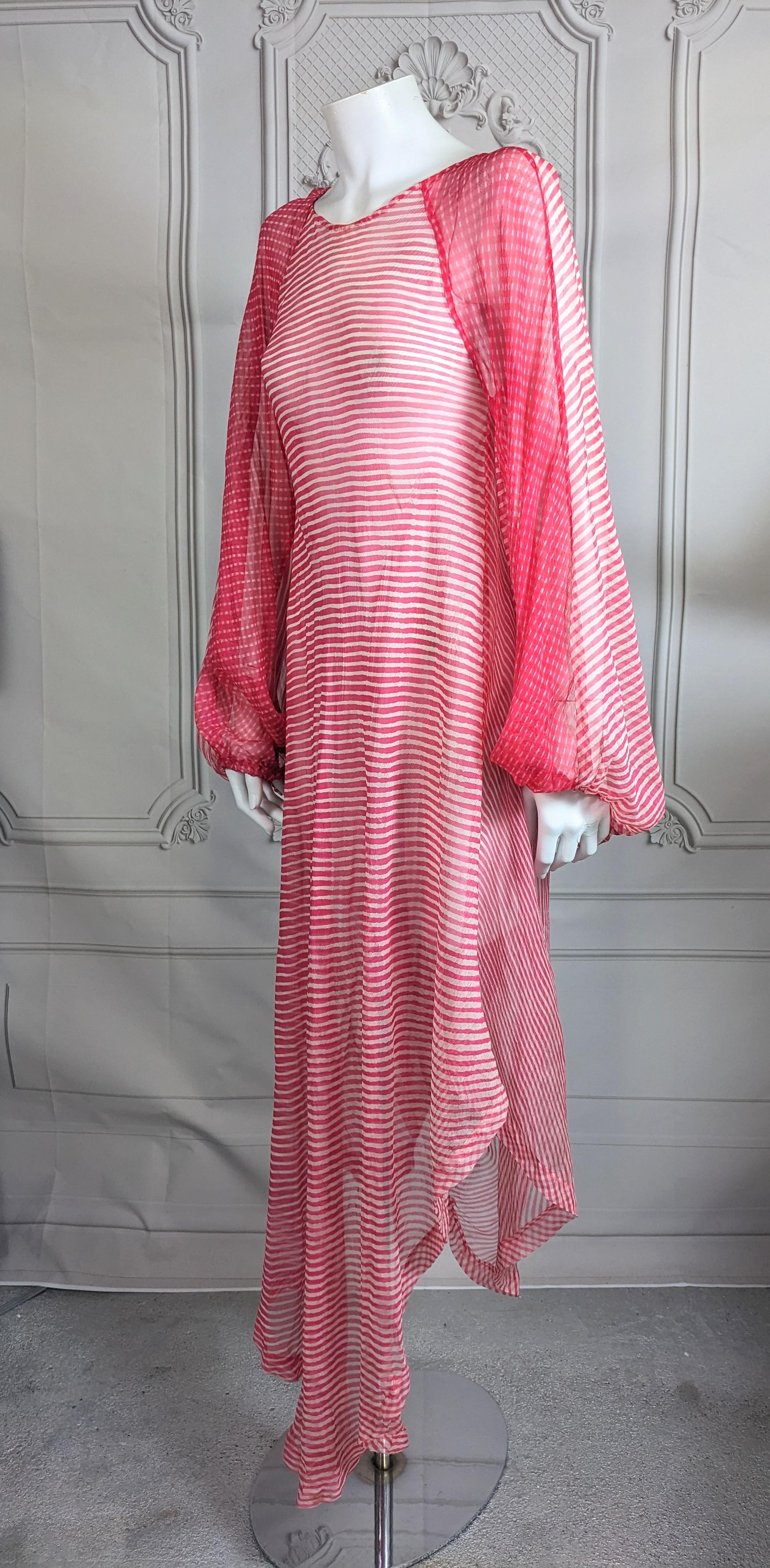 Silk Chiffon Rasberry Sheer Boho Gown For Sale 6