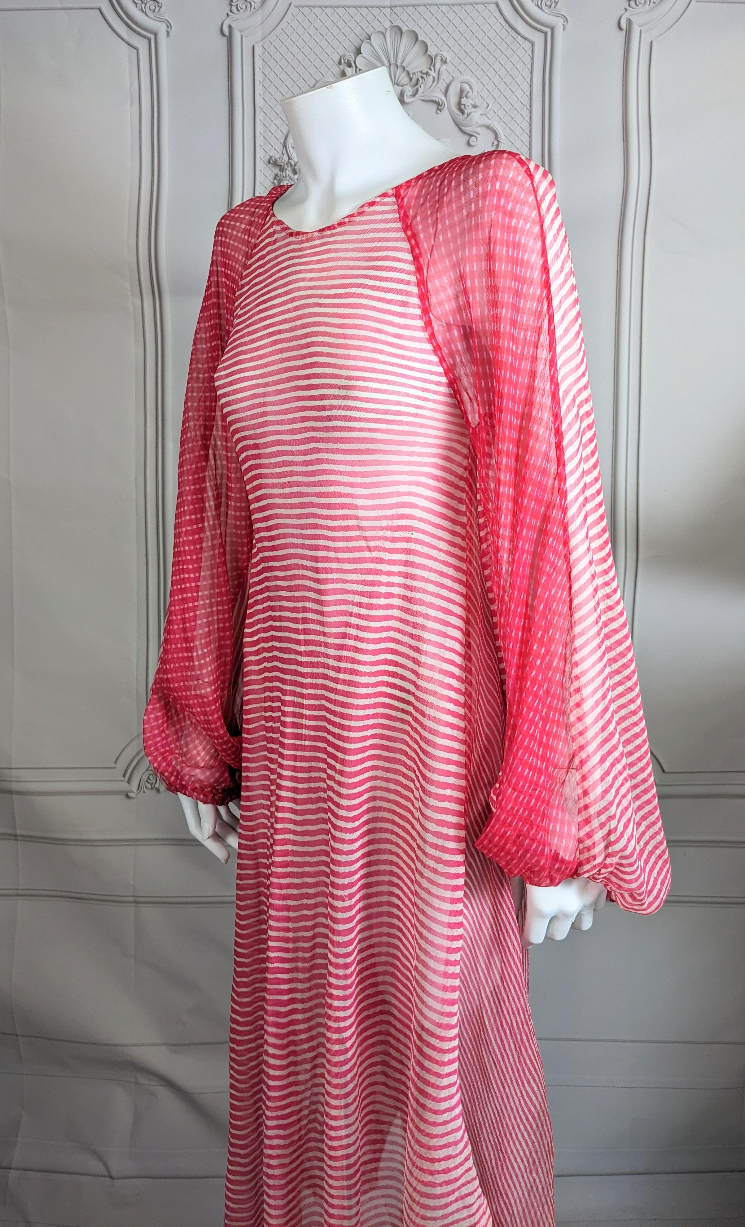 Silk Chiffon Rasberry Sheer Boho Gown For Sale 7