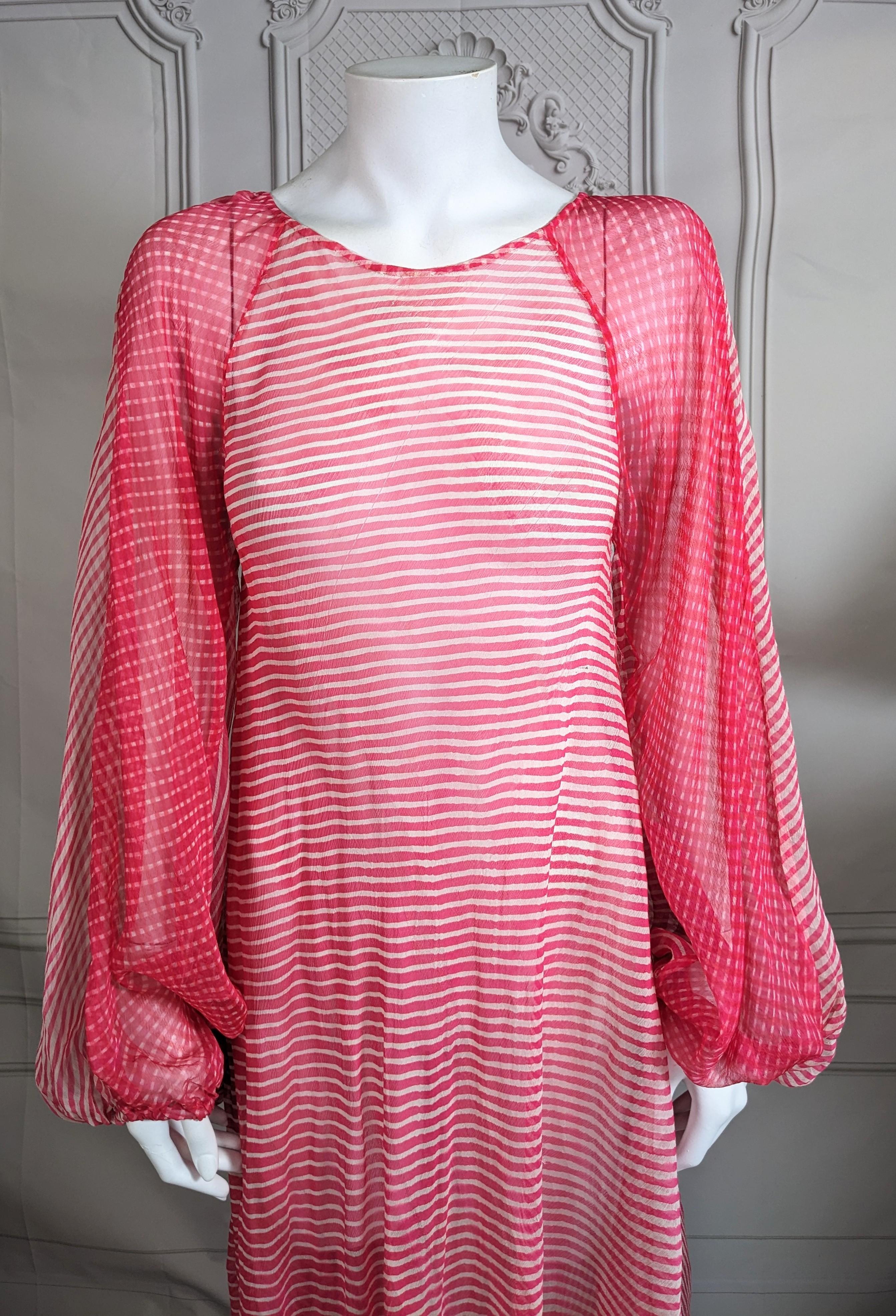 Silk Chiffon Rasberry Sheer Boho Gown For Sale 8